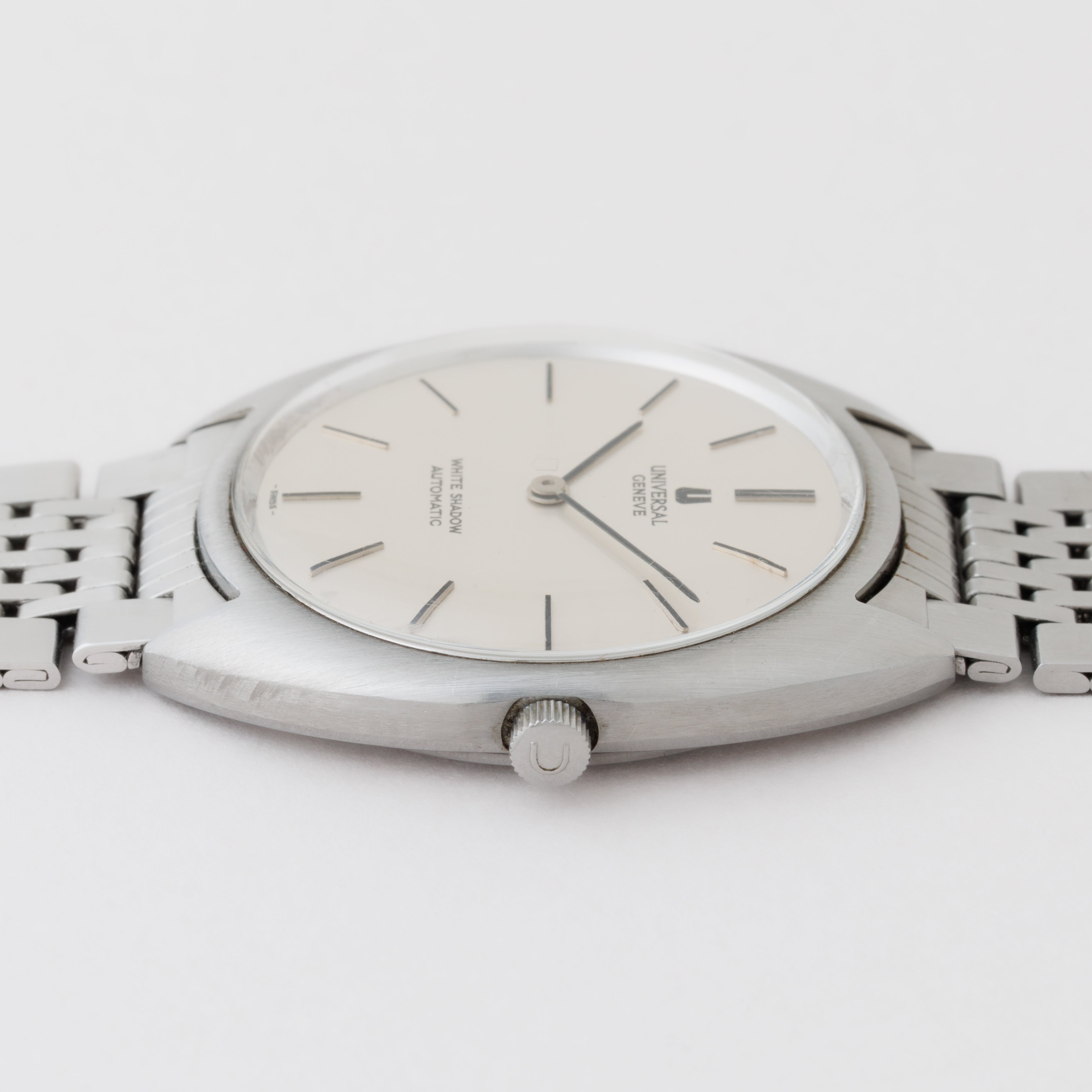 ユニバーサル・ジュネーブ ホワイトシャドウ 1970年代製 マイクローター自動巻き 純正ブレス