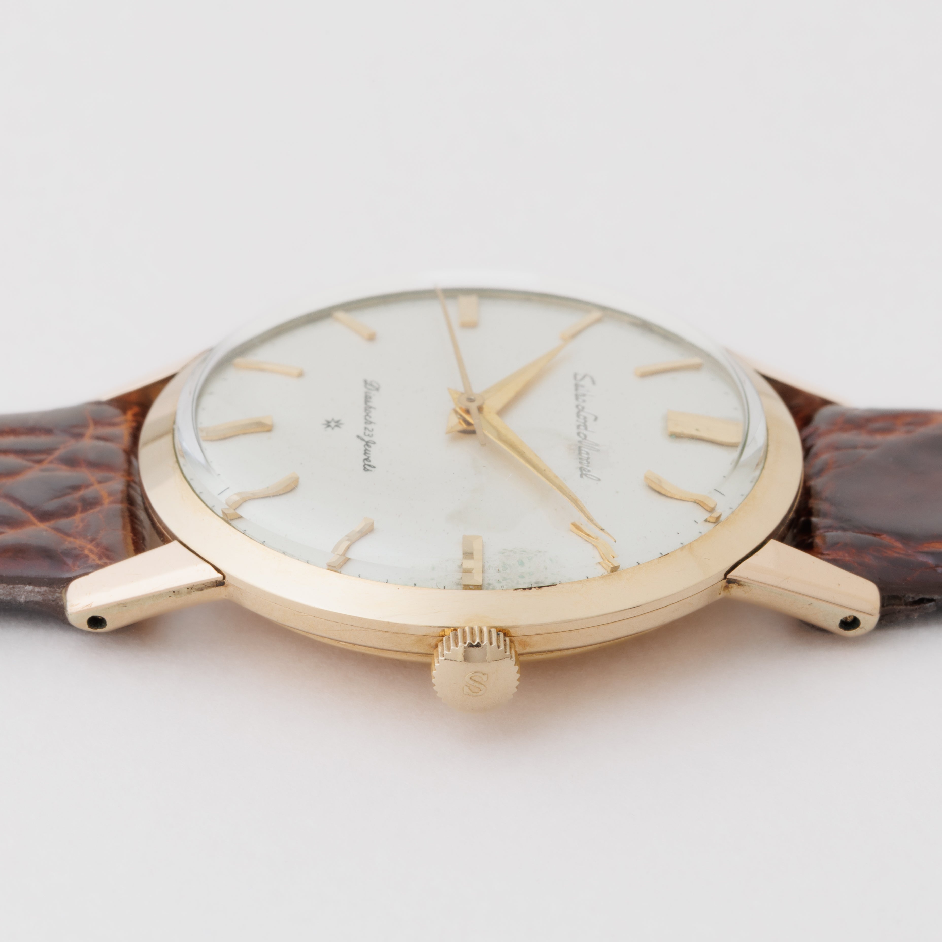 セイコー ロードマーベル 1959年製 SDダイヤル 彫文字盤 J14039 ハマグリケース 純正尾錠付き