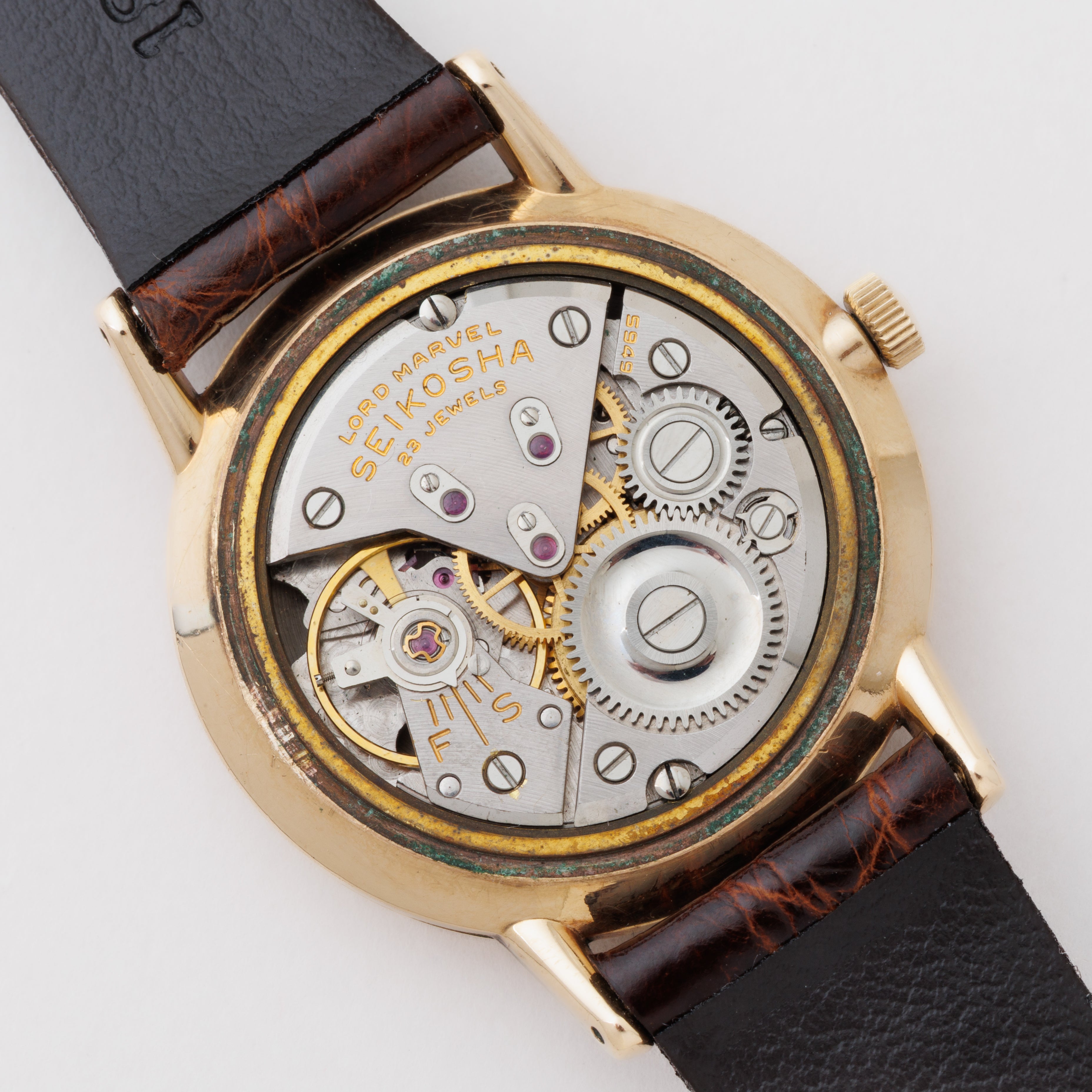 セイコー ロードマーベル 1959年製 SDダイヤル 彫文字盤 J14039 ハマグリケース 純正尾錠付き