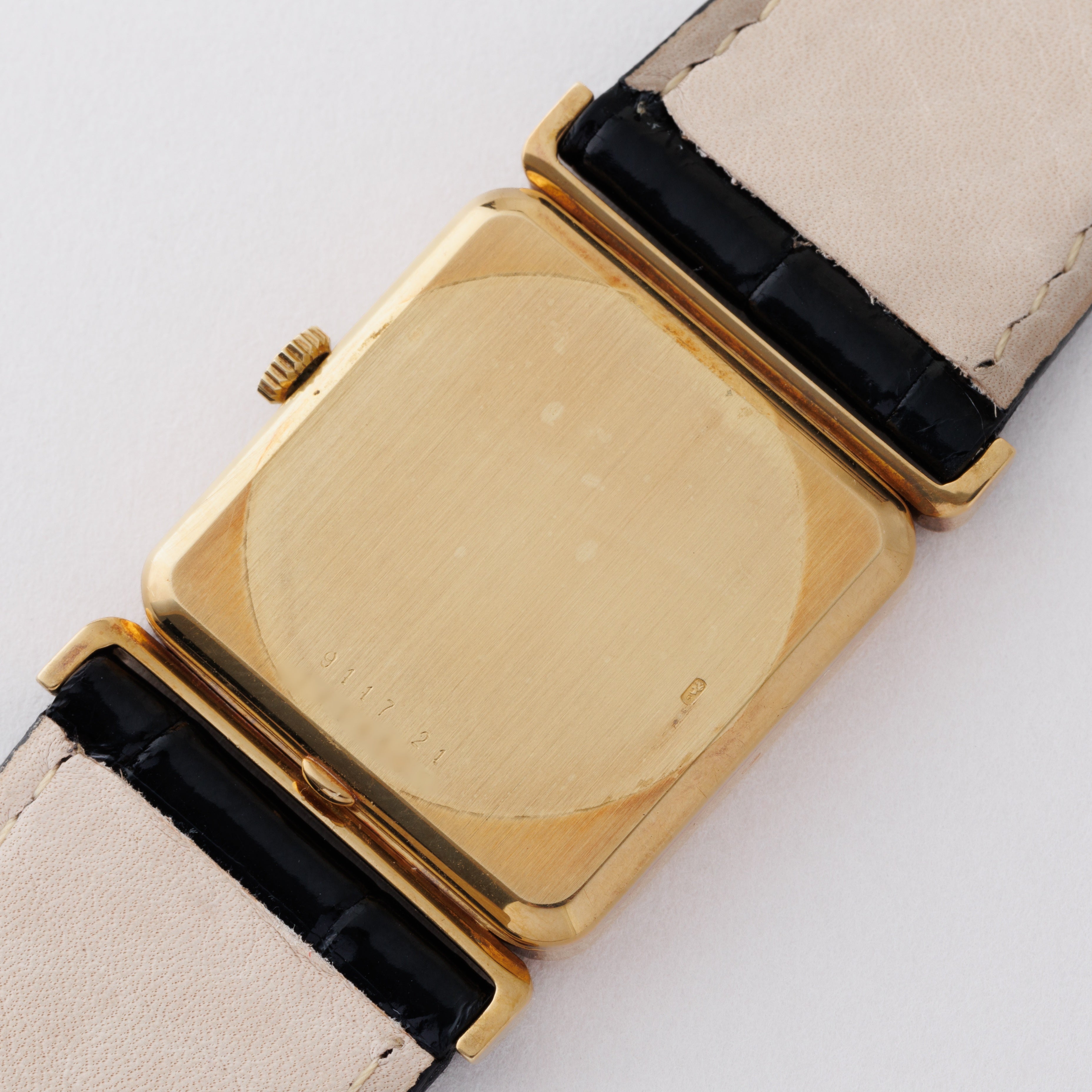 ジャガー・ルクルト スクエアケース 1970年代製 Ref.9117.21 18金イエローゴールド 純正尾錠付き