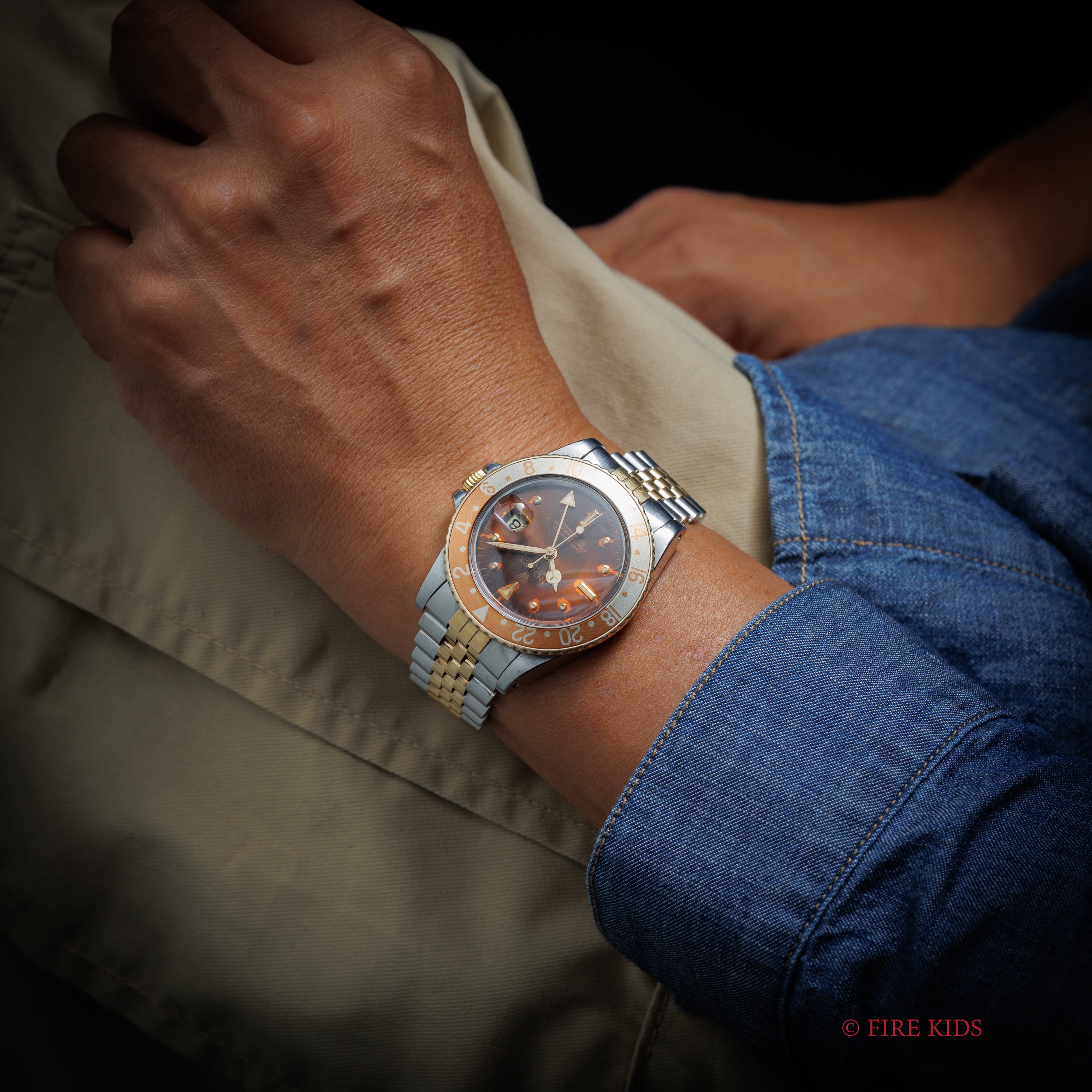 ロレックス 1981年製 GMTマスター コンビ 茶ツボ パティーナダイヤル Ref.16753 ルートビア 純正コンビジュビリーブレス ギャラ付