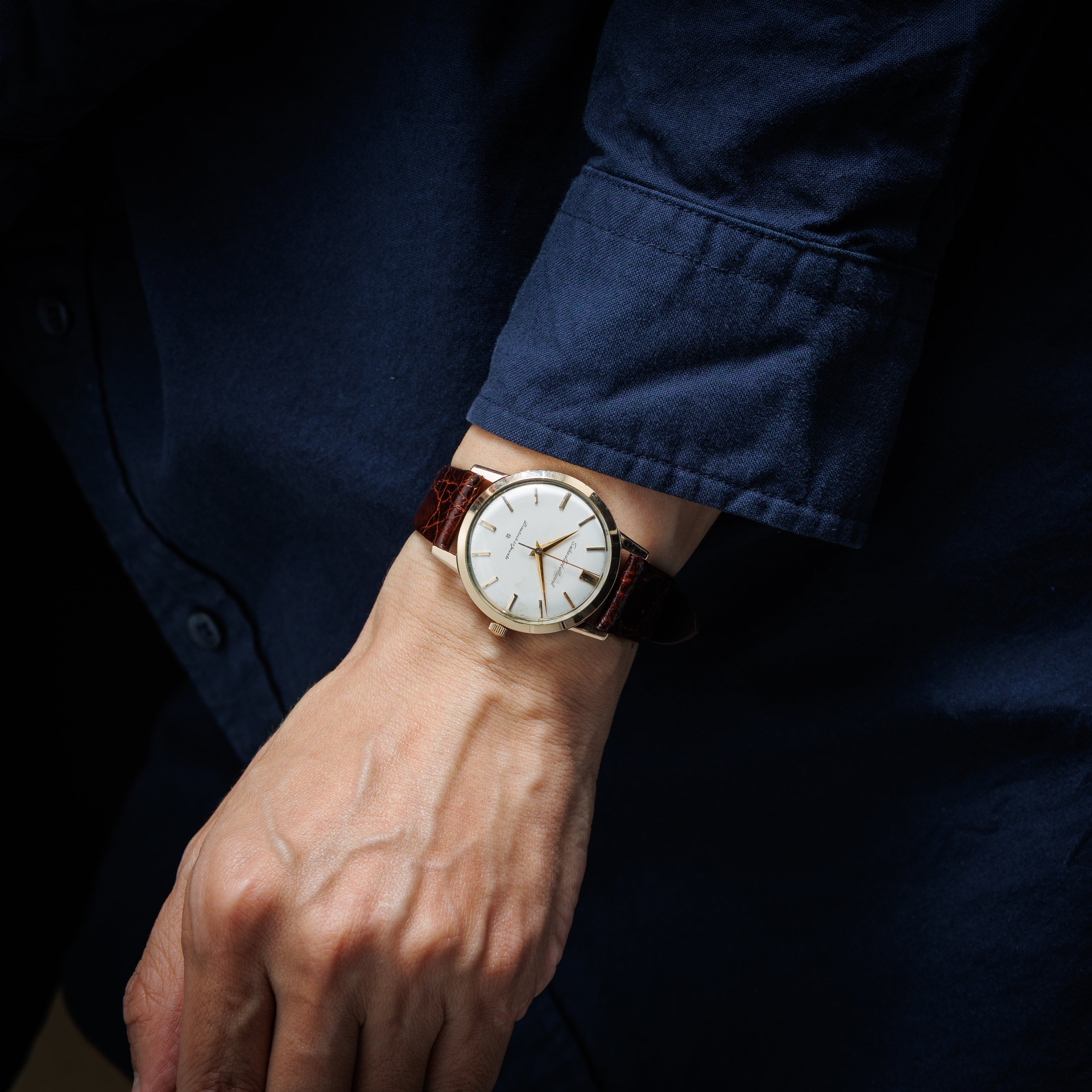 セイコー ロードマーベル 1959年製 SDダイヤル 彫文字盤 J14039 ハマグリケース 純正尾錠付き