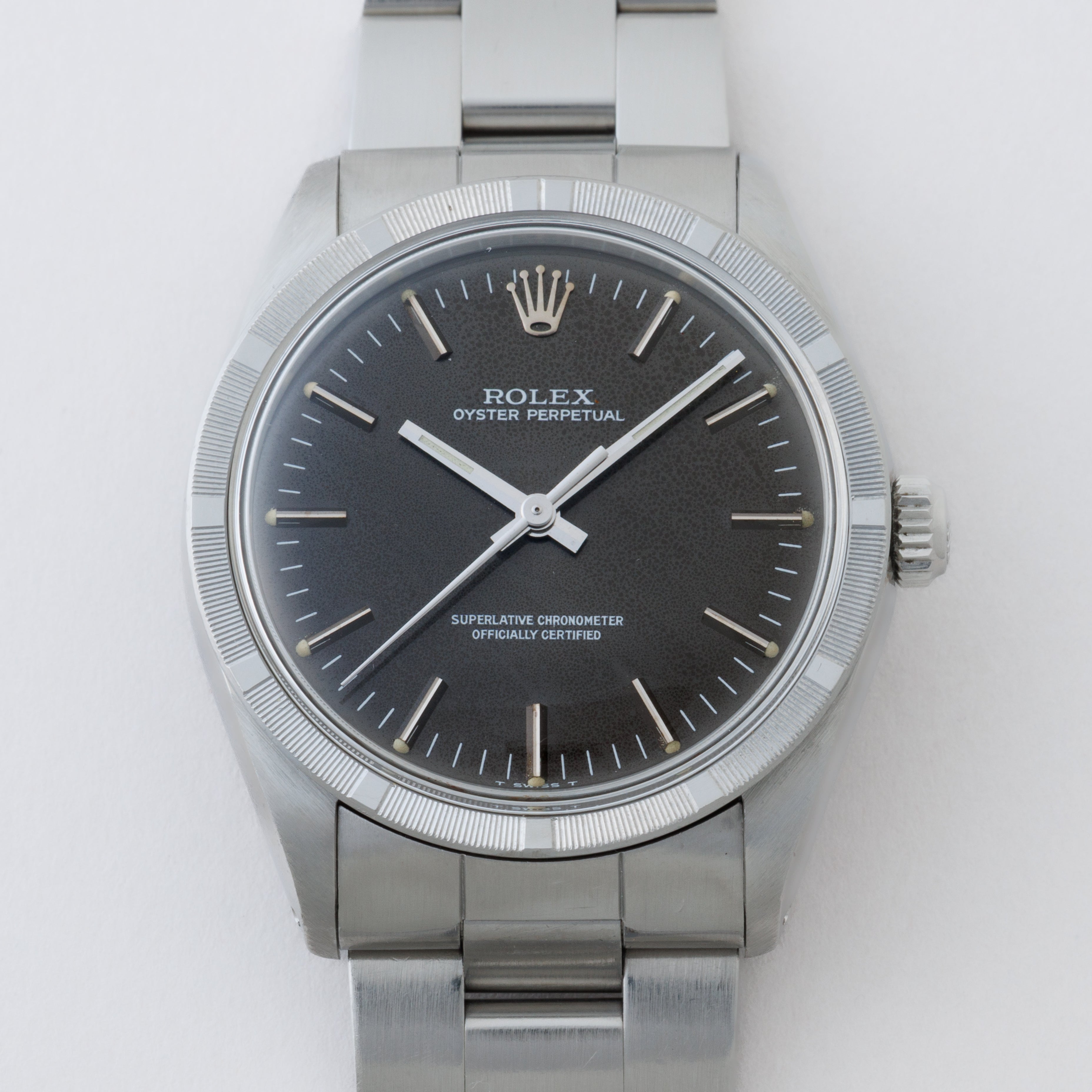 ロレックス オイスターパーペチュアル エンジンターンドベゼル 1988年製 Ref.1007 グレーダイヤル 純正ブレス