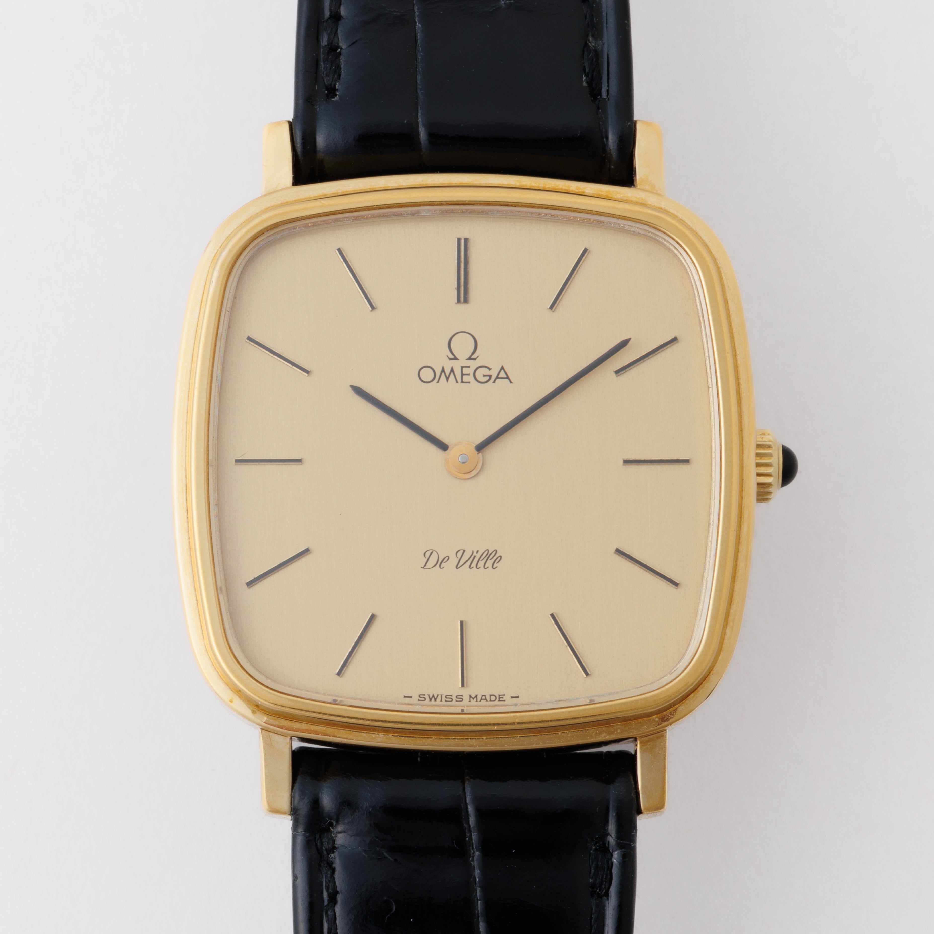 オメガ デ・ヴィル クッションケース 1979年製 シャンパンダイヤル 金張り 純正尾錠付き