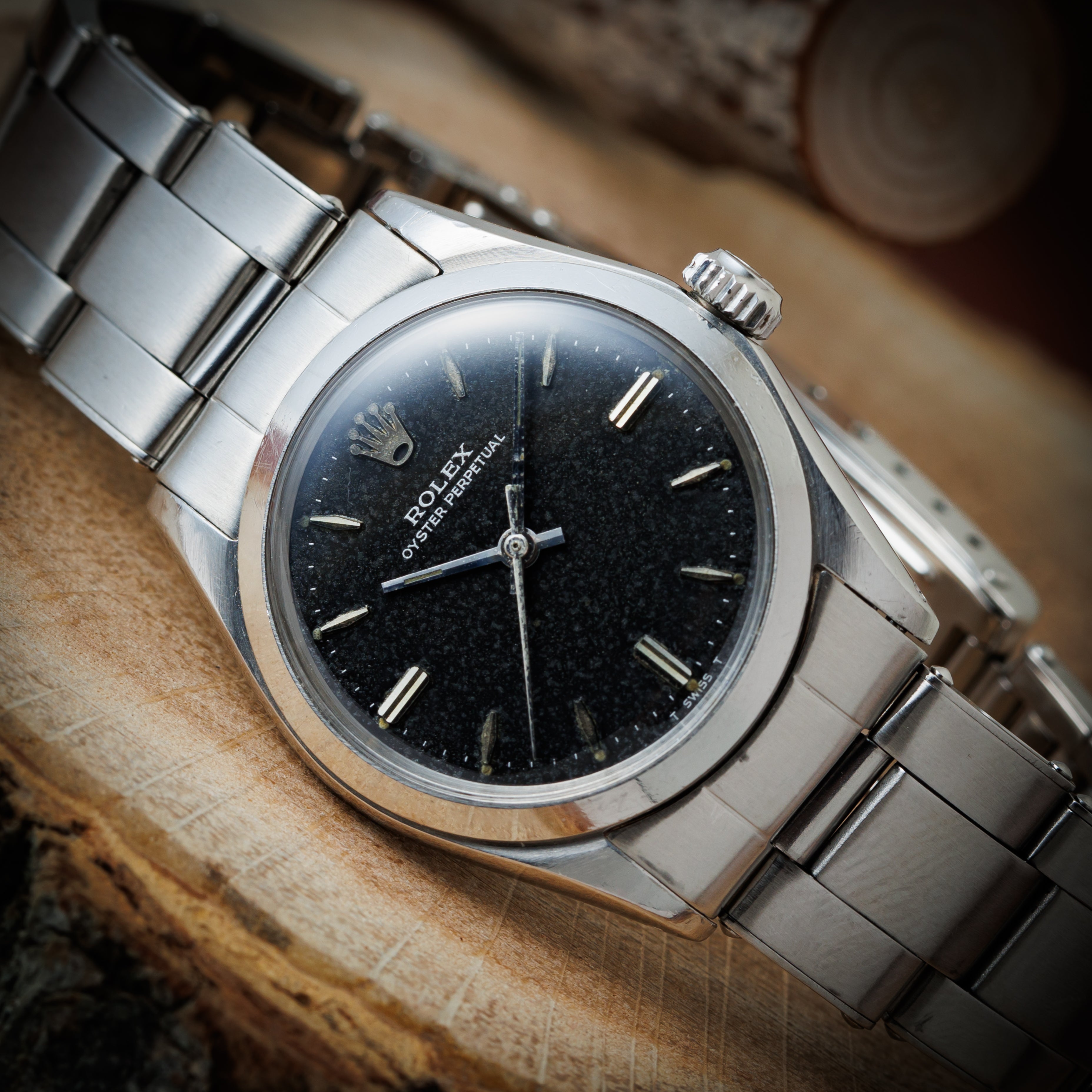 ROLEX OYSTER PERPETUALブラックダイヤル ロレックス/オイスターパーペチュアルデイト/マットブラック