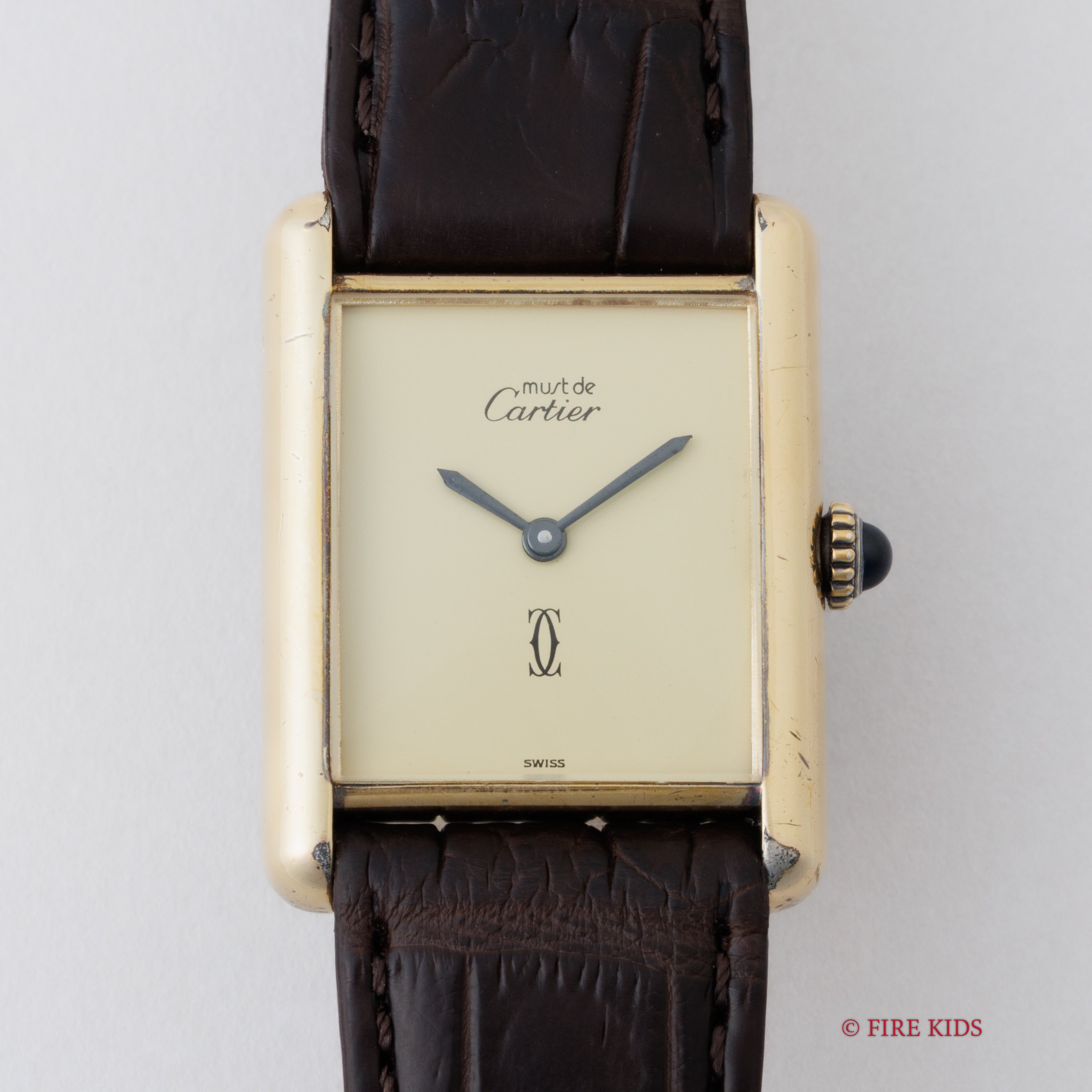カルティエ マストタンク 1980年代製 LMサイズ 手巻き アイボリーダイヤル 純正尾錠付