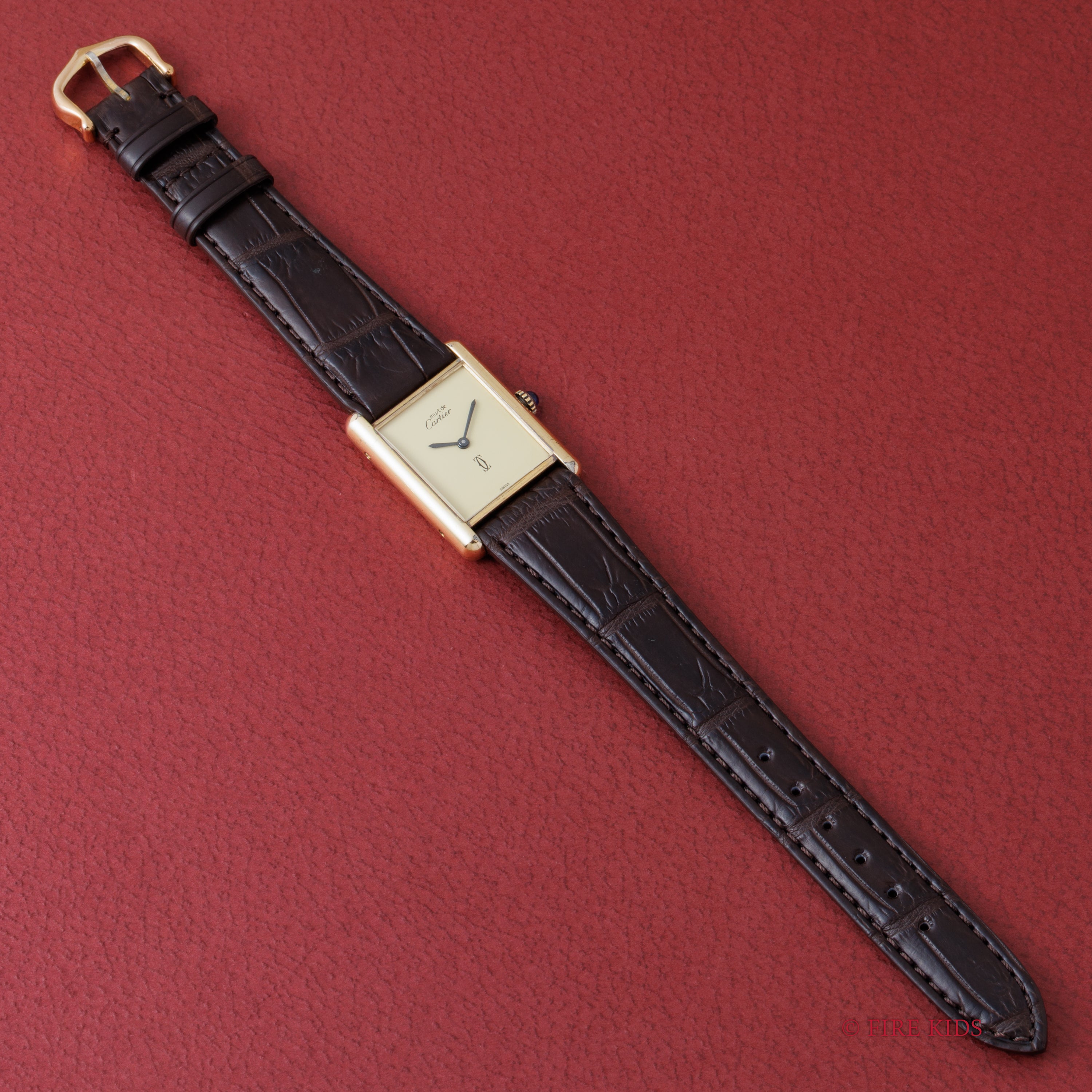 カルティエ マストタンク 1980年代製 LMサイズ 手巻き アイボリーダイヤル 純正尾錠付