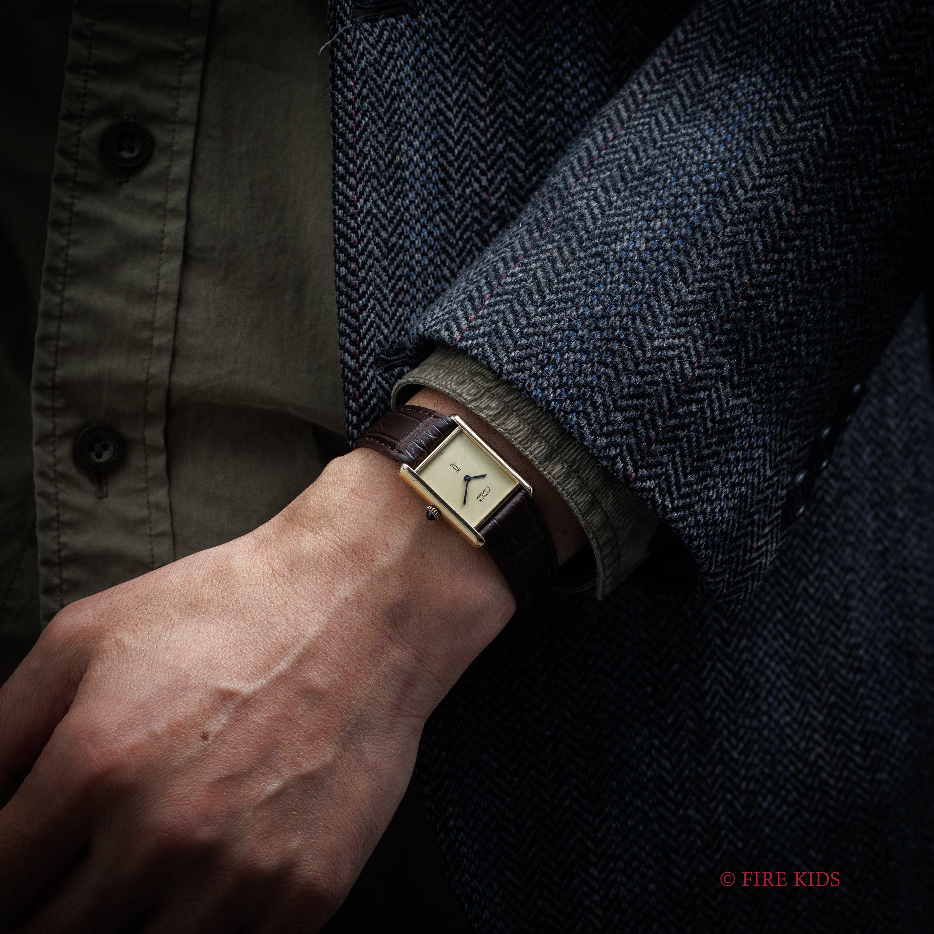 カルティエ マストタンク 1980年代製 LMサイズ 手巻き アイボリーダイヤル 純正尾錠付