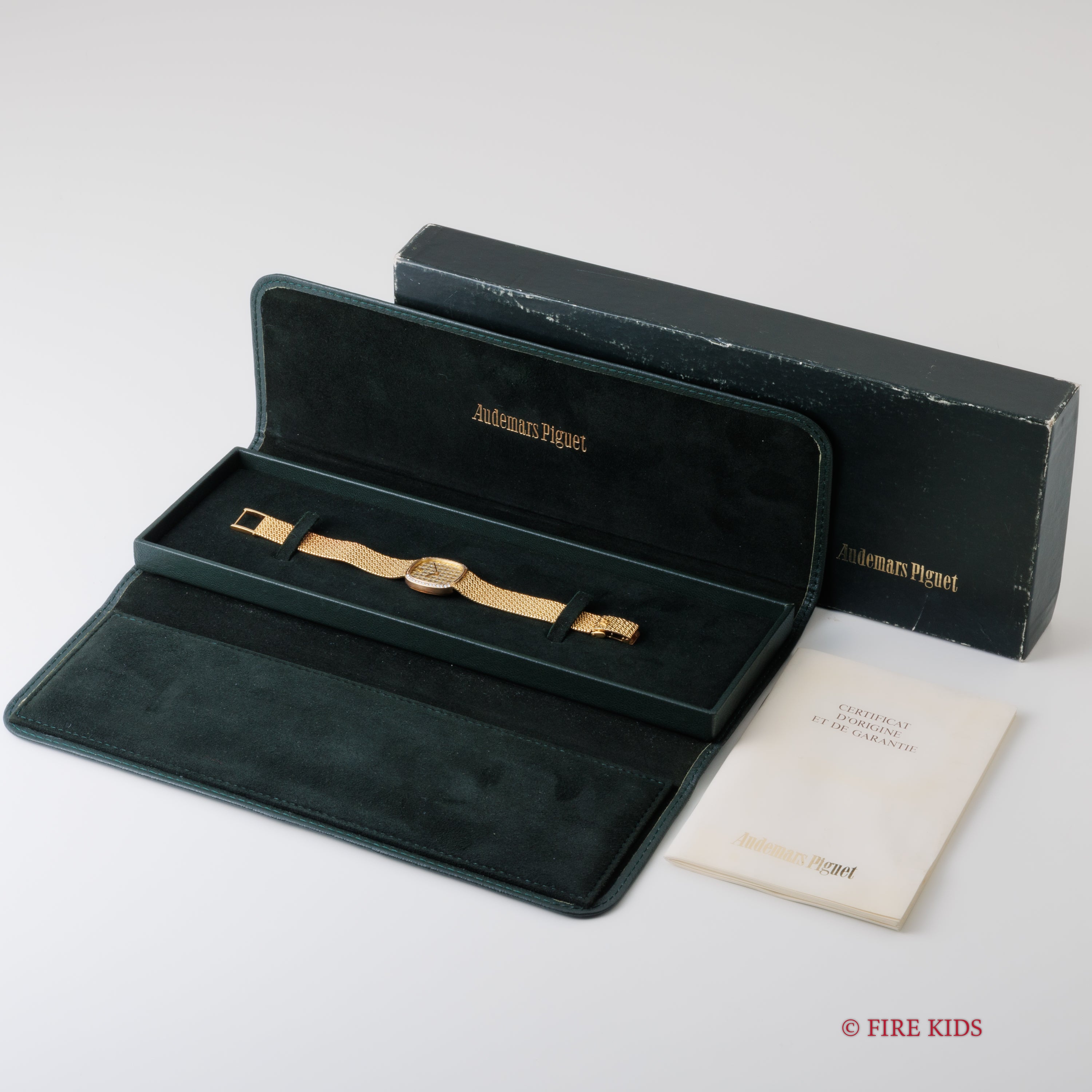 オーデマ・ピゲ 1980年代製 18金無垢イエローゴールド レディース ダイヤ 純正金無垢ブレス、箱、ギャラ付き