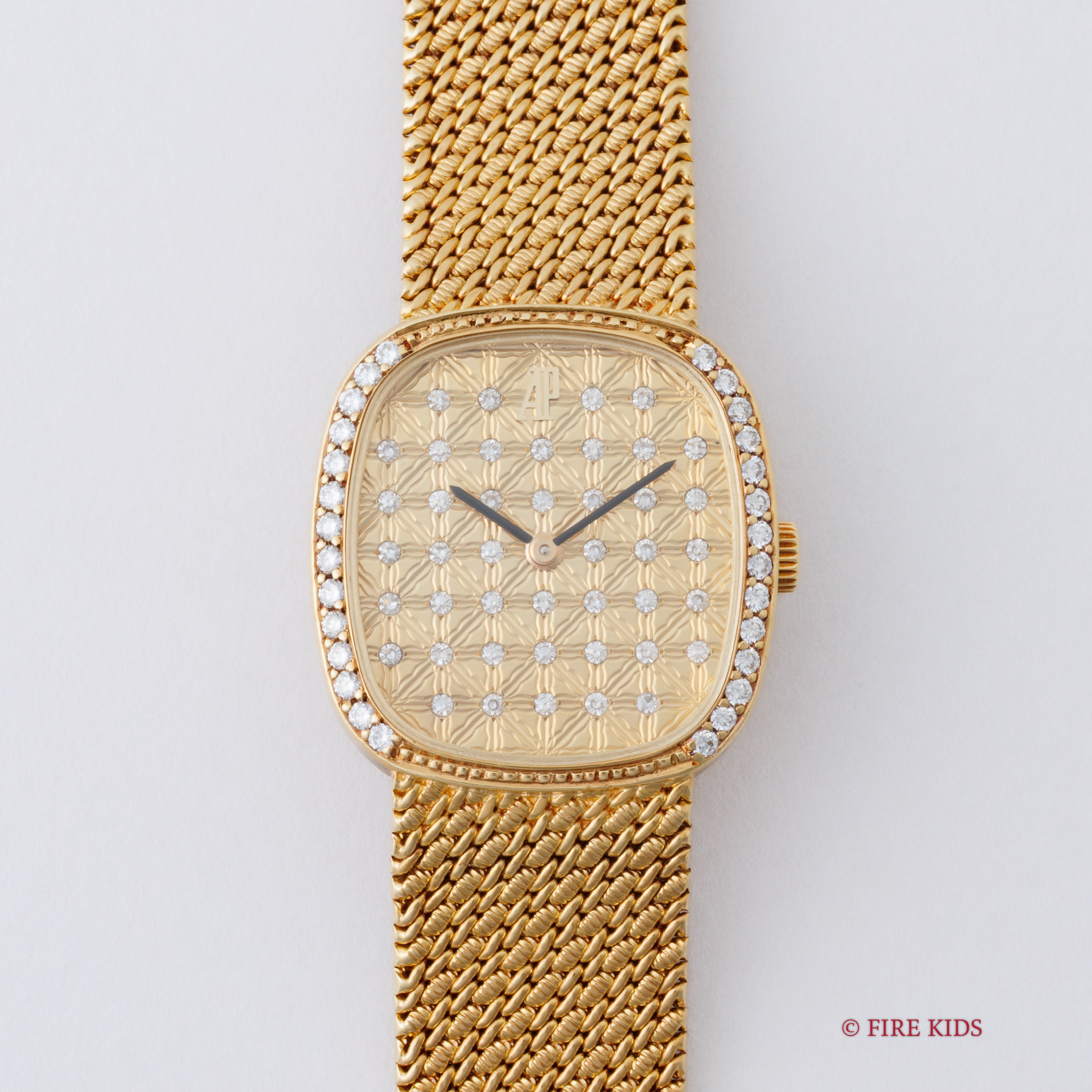 オーデマ・ピゲ 1980年代製 18金無垢イエローゴールド レディース ダイヤ 純正金無垢ブレス、箱、ギャラ付き