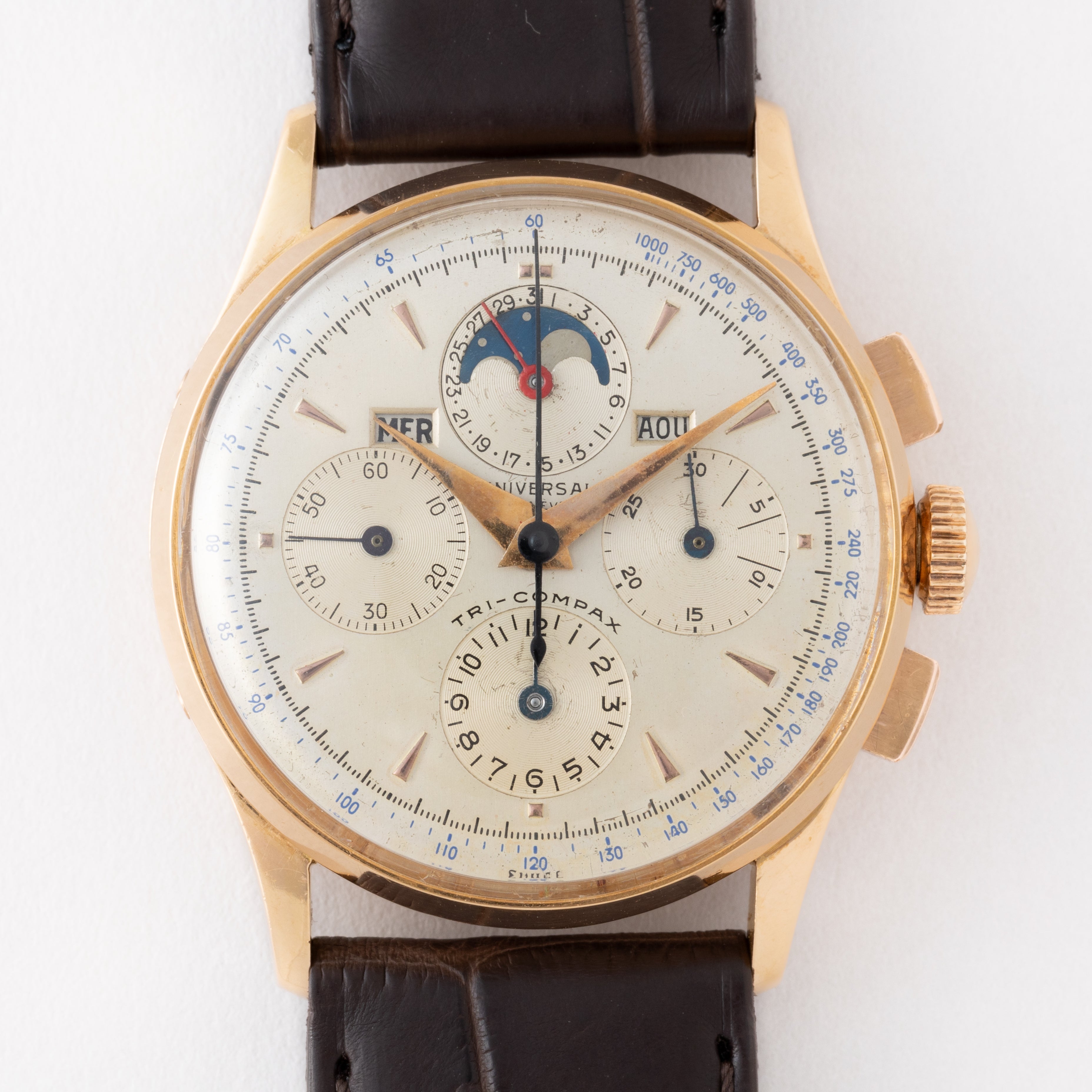 ユニバーサルジュネーブ トリコンパックス 18金無垢ピンクゴールド Cal.481 1940年代製 Ref. 12295