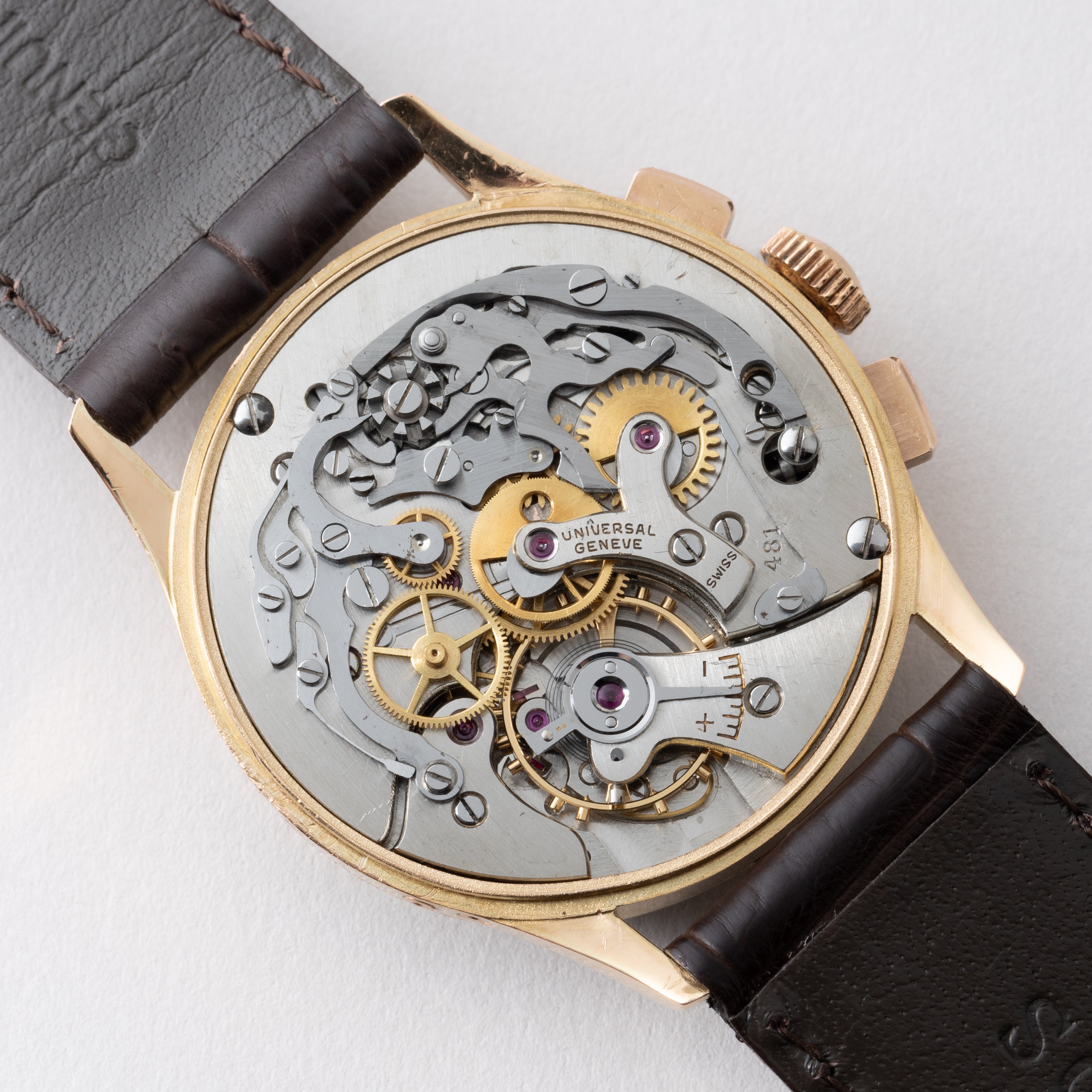 ユニバーサルジュネーブ トリコンパックス 18金無垢ピンクゴールド Cal.481 1940年代製 Ref. 12295