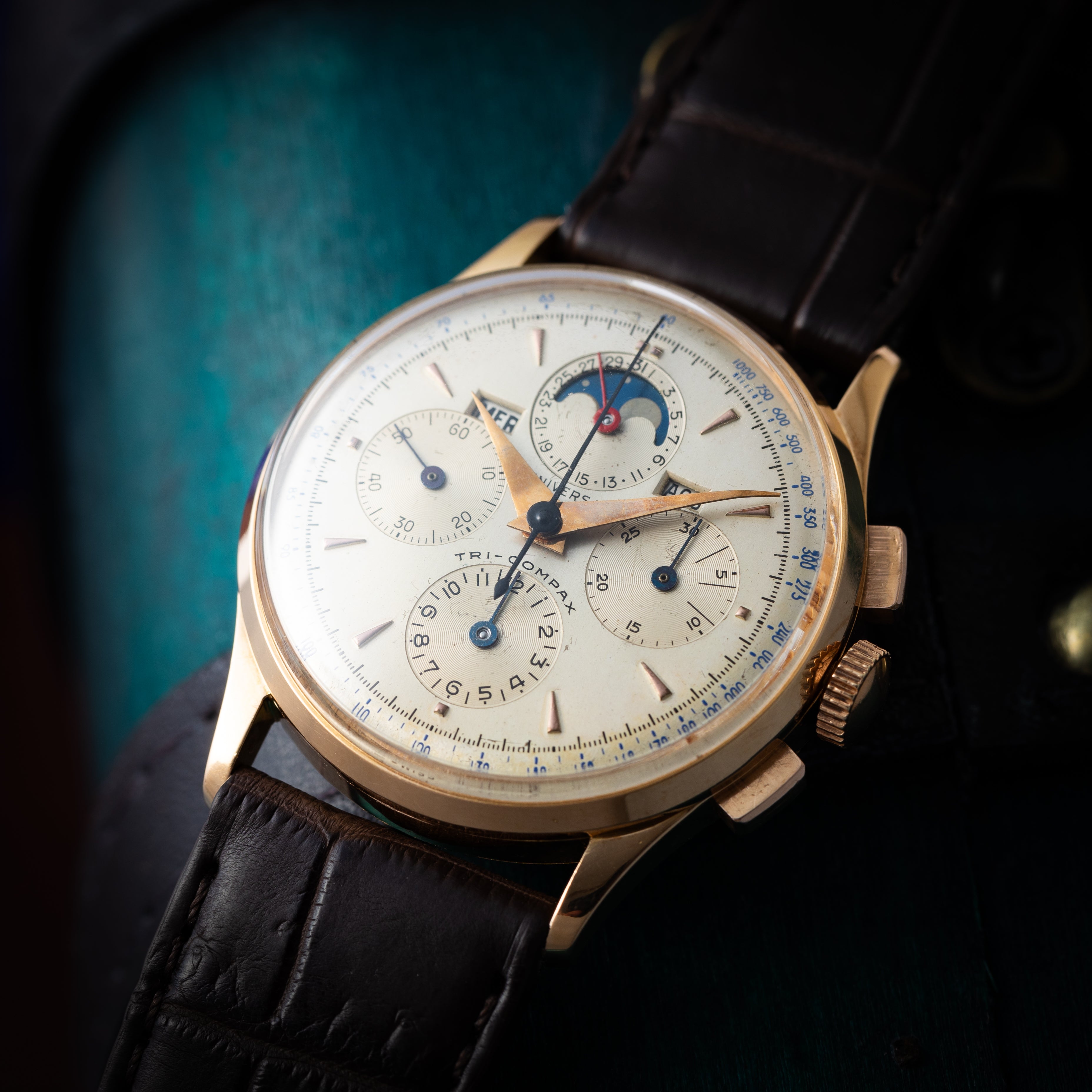 ユニバーサルジュネーブ トリコンパックス 18金無垢ピンクゴールド Cal.481 1940年代製 Ref. 12295