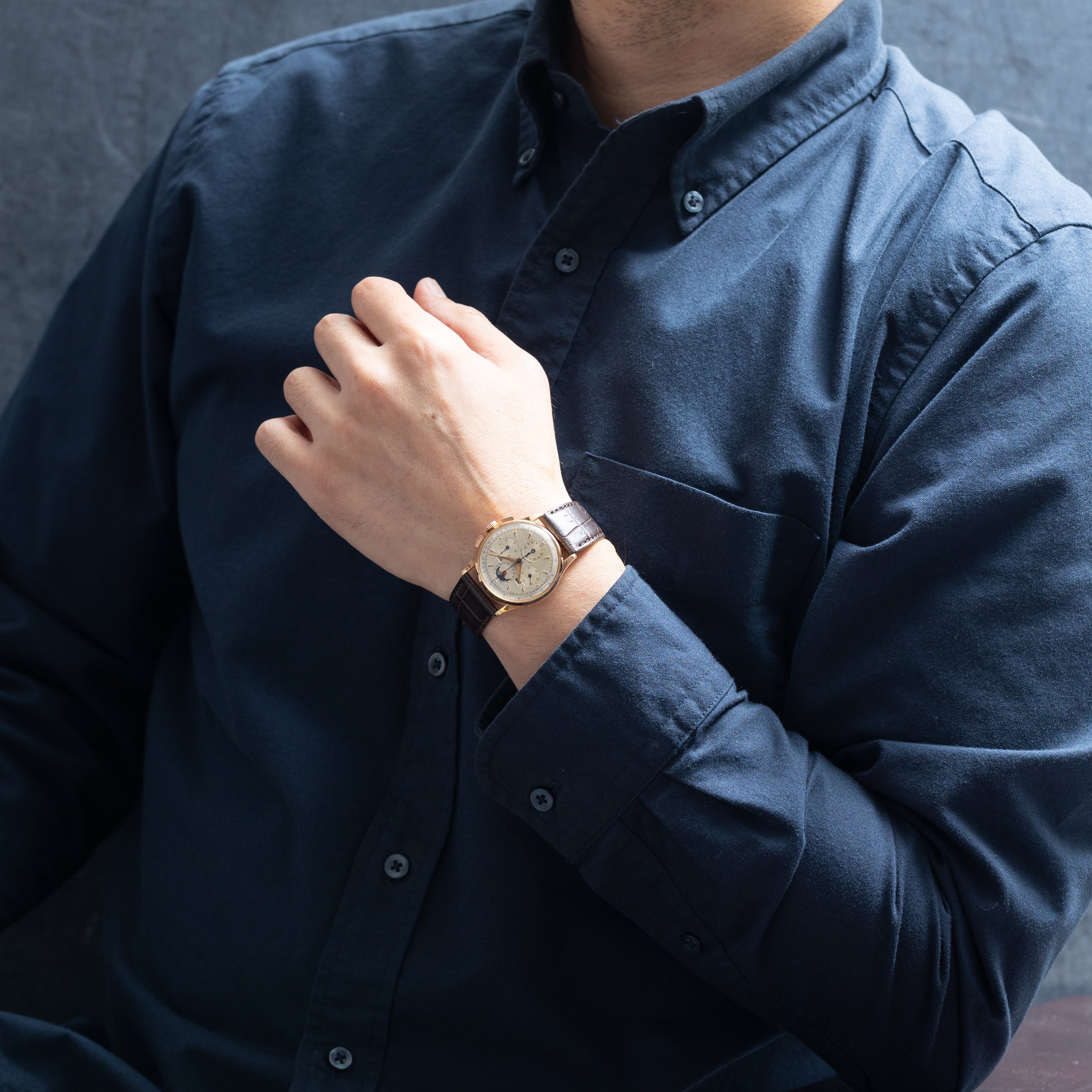 ユニバーサルジュネーブ トリコンパックス 18金無垢ピンクゴールド Cal.481 1940年代製 Ref. 12295