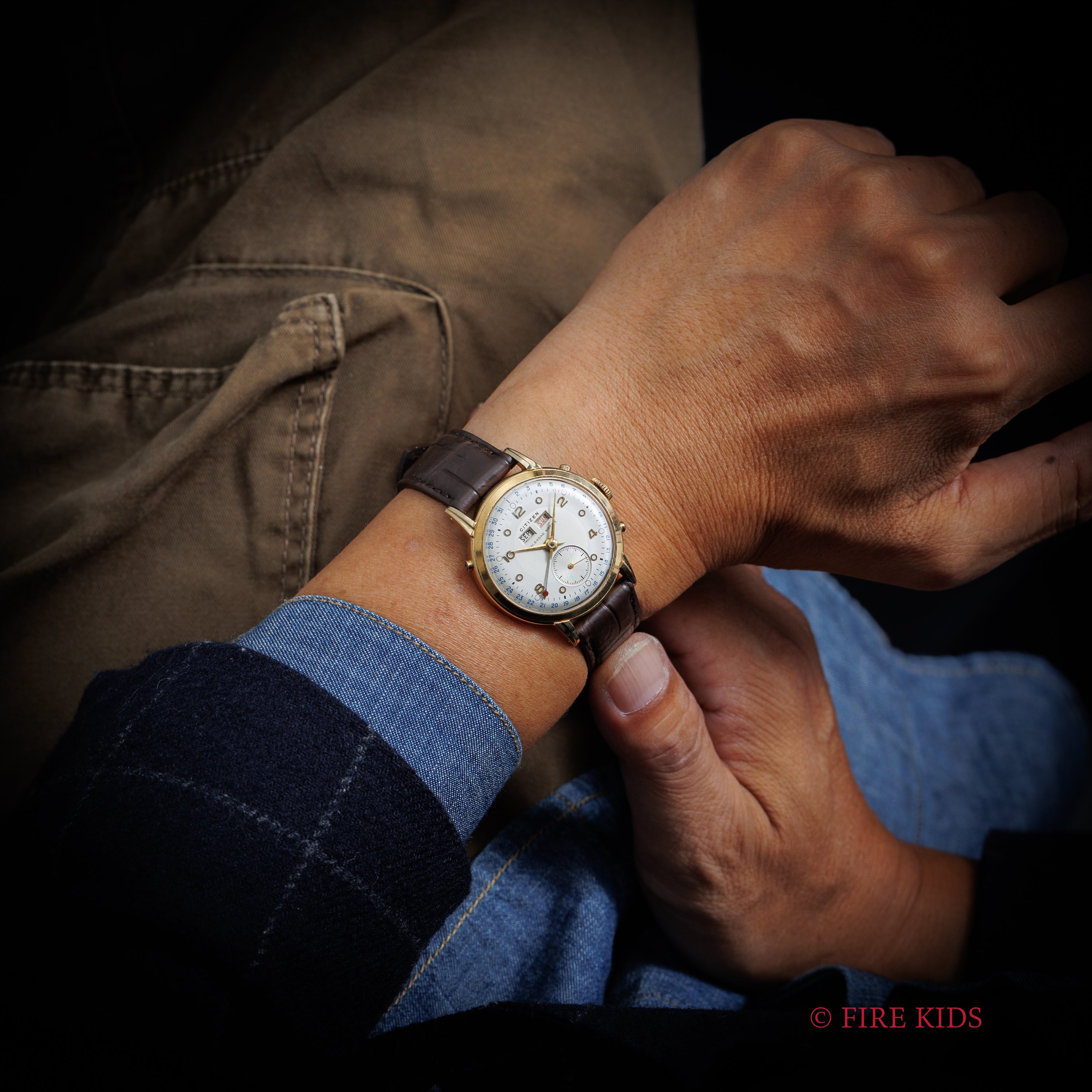 シチズン カレンダーウォッチ 1950年代製 手巻き トリプルカレンダー