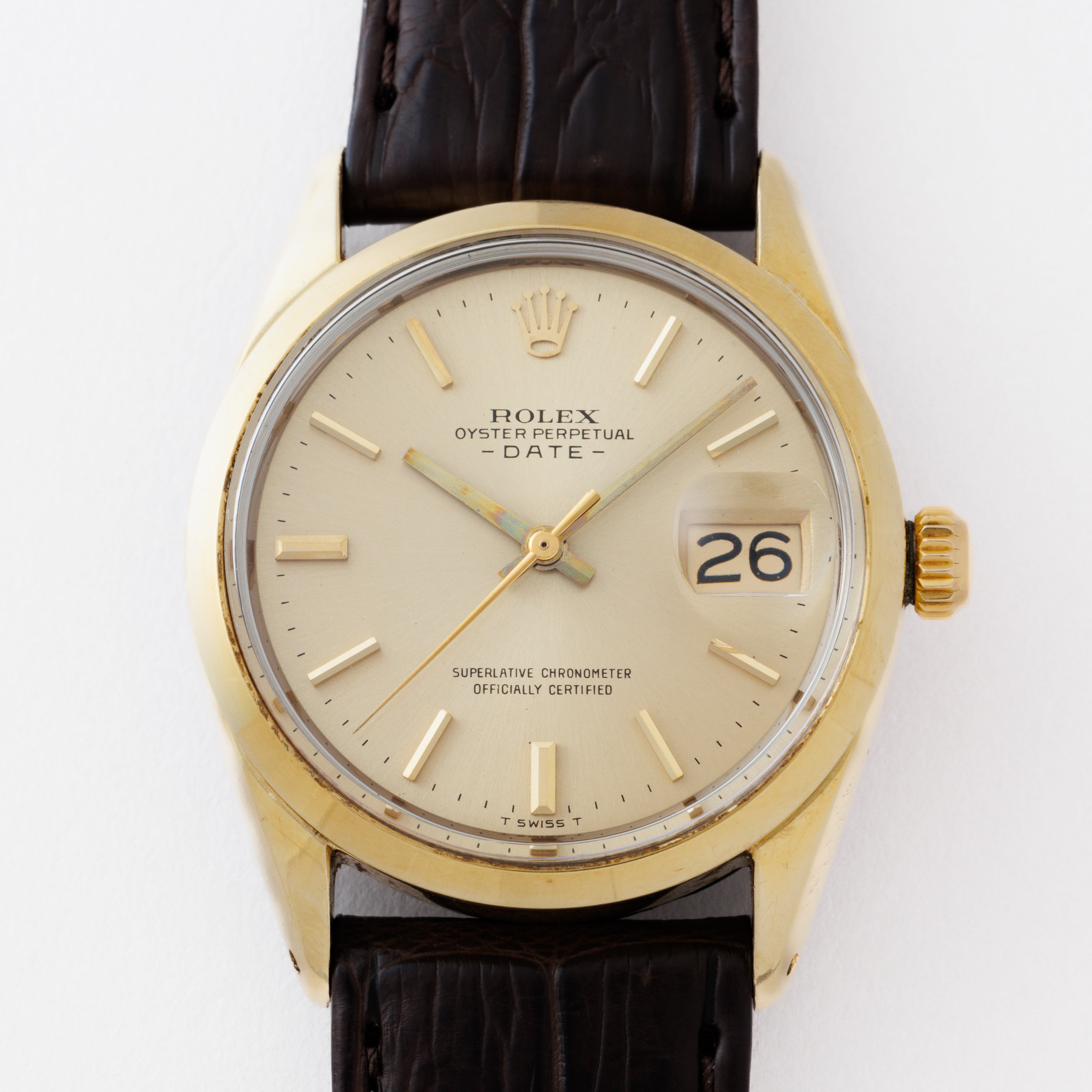 ロレックス 1972年製 オイスターパーペチュアルデイト Ref.1550 金張りケース Cal.1570