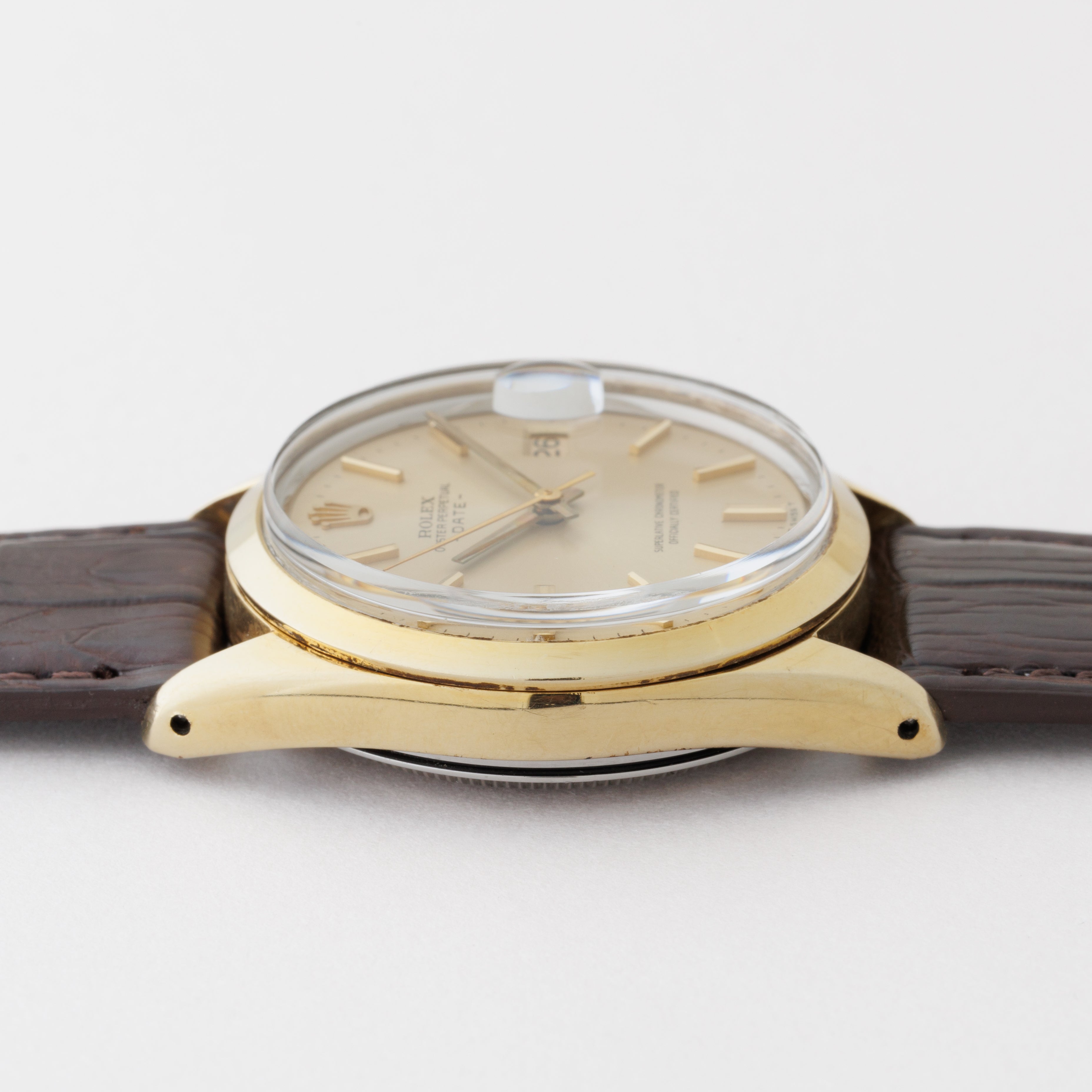 ロレックス 1972年製 オイスターパーペチュアルデイト Ref.1550 金張りケース Cal.1570