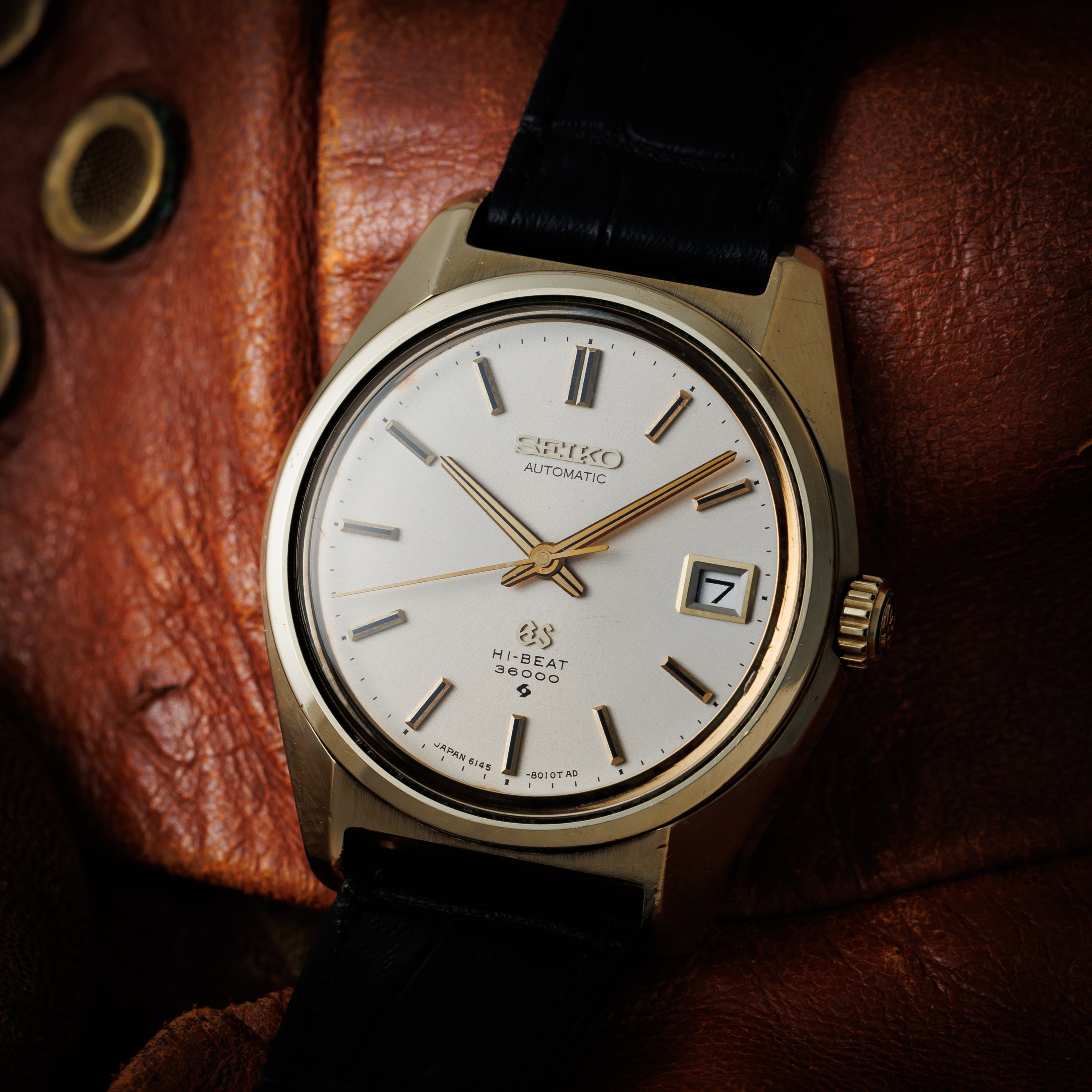 グランドセイコー 36000 1969年製 Ref.6145-8000 CAPゴールド 61GS セイコー革ベルト付き