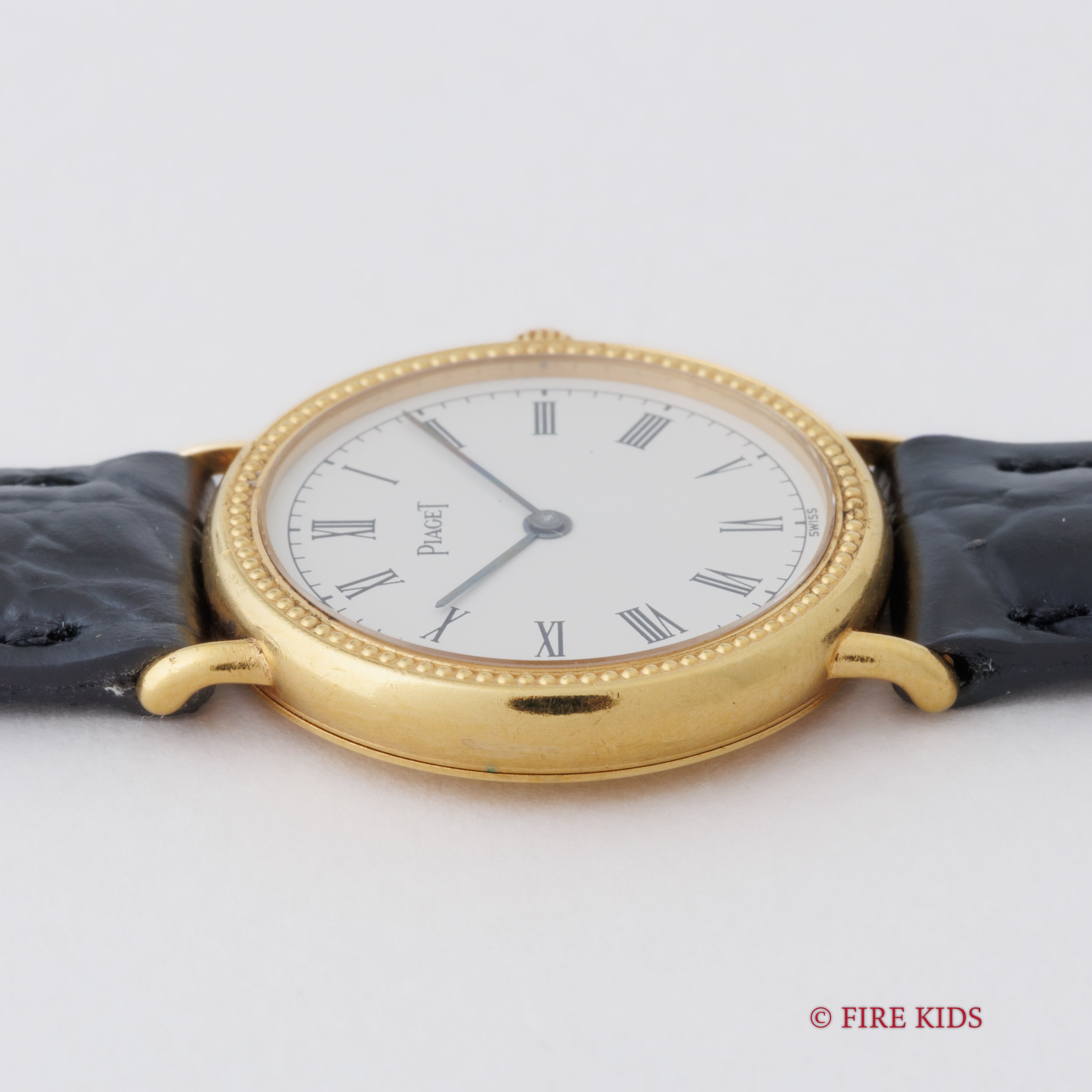 ピアジェ 1980年代製 18金無垢イエローゴールド ホワイトローマン 純正金無垢尾錠付き 手巻き