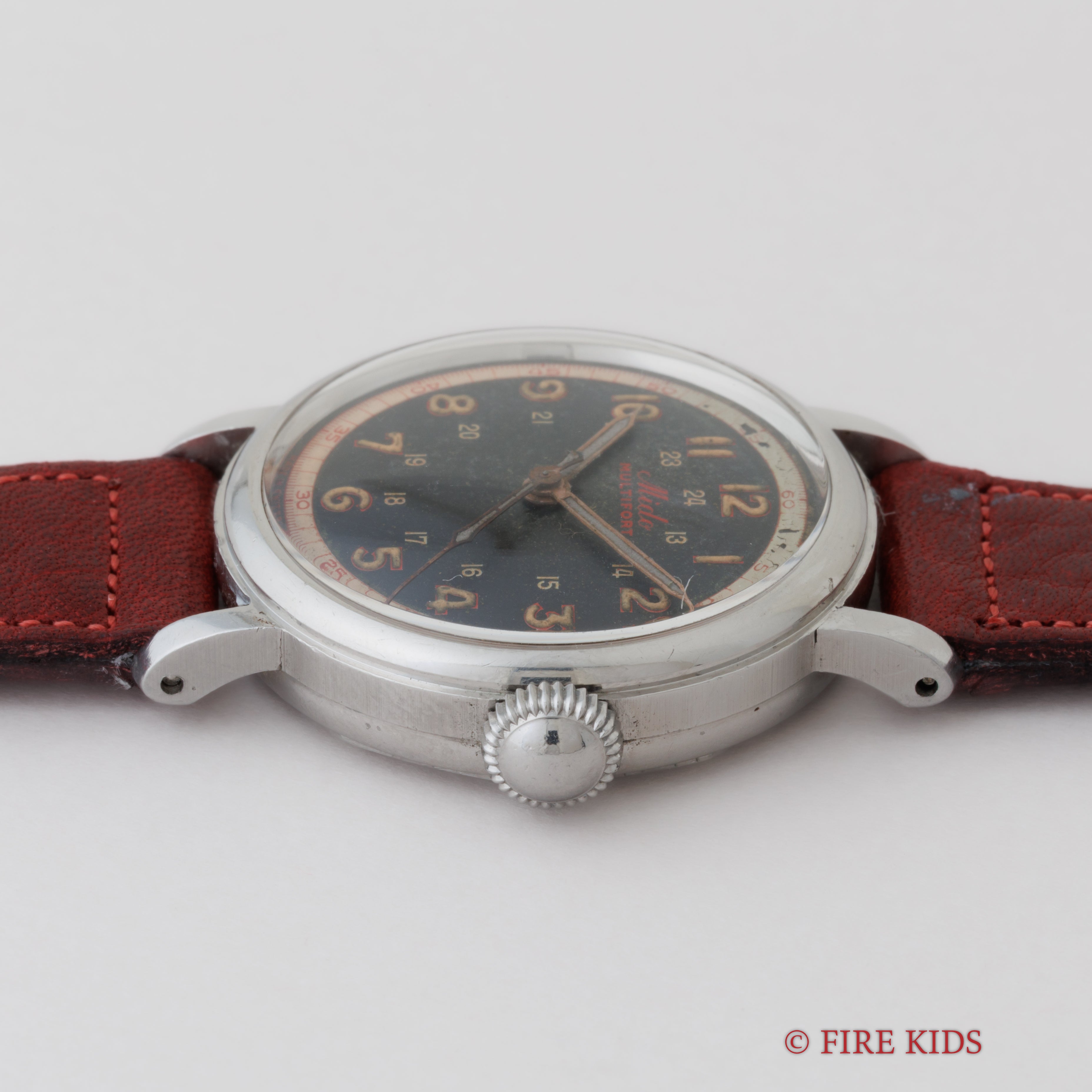 ミドー マルチフォート 33㎜ラージケース ブラックマジェスティックダイヤル 1940年代 手巻き