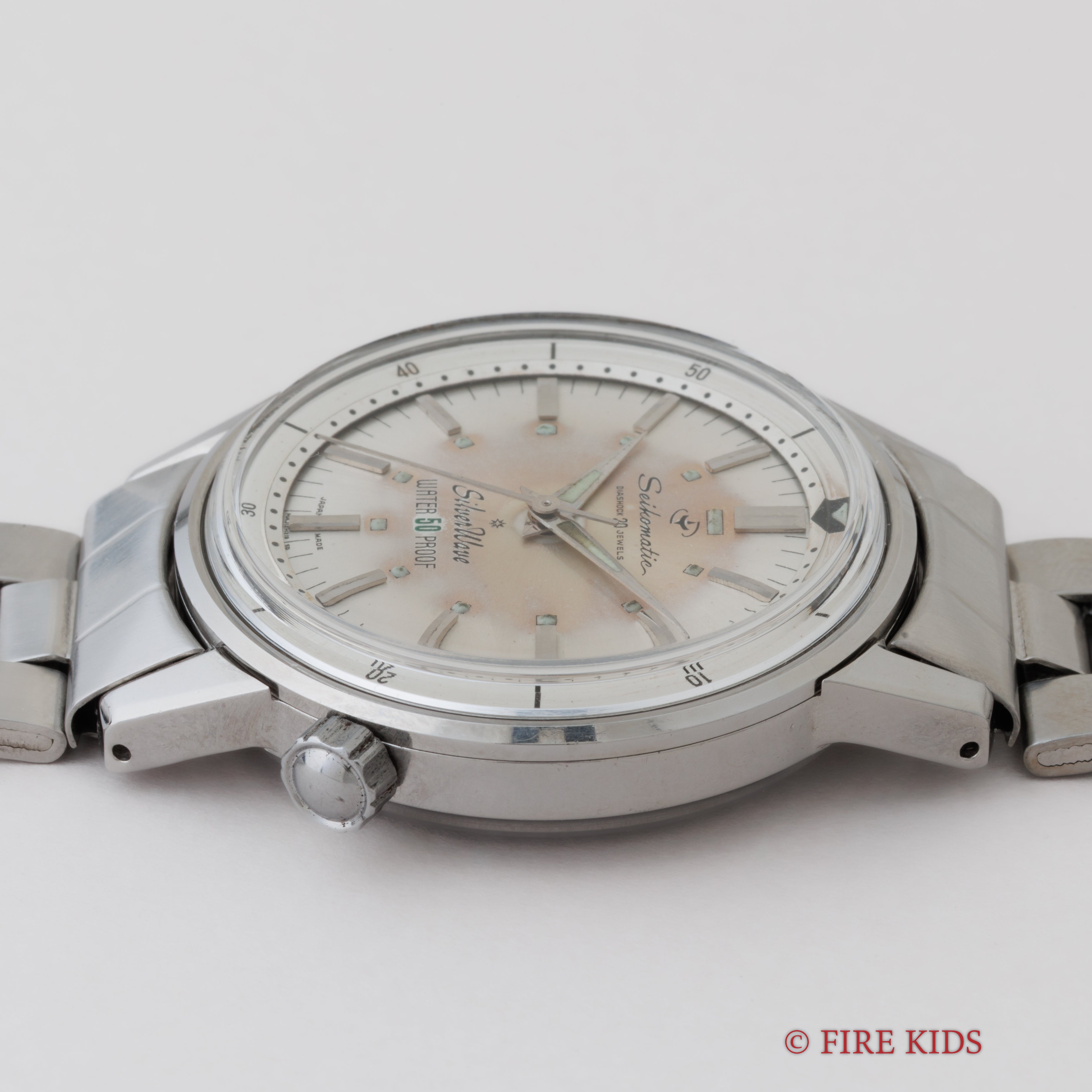 セイコー マチック シルバーウェーブ初期型SDダイヤル 1963年製 インナー回転ベゼル 社外ステンレスブレス