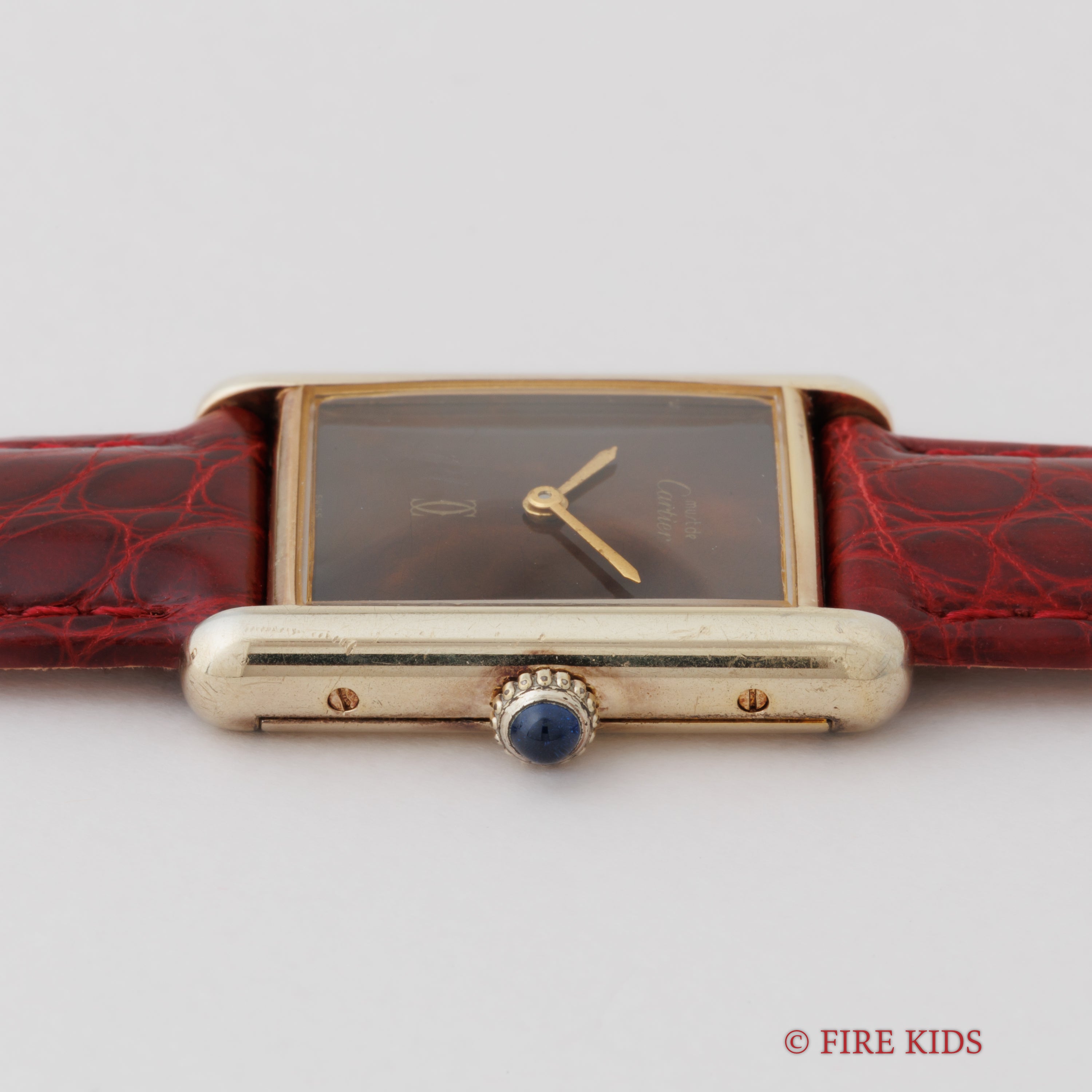 カルティエ マストタンク LMサイズ 手巻き 1980年代製 ブラウンマーブルダイヤル 純正Dバックル