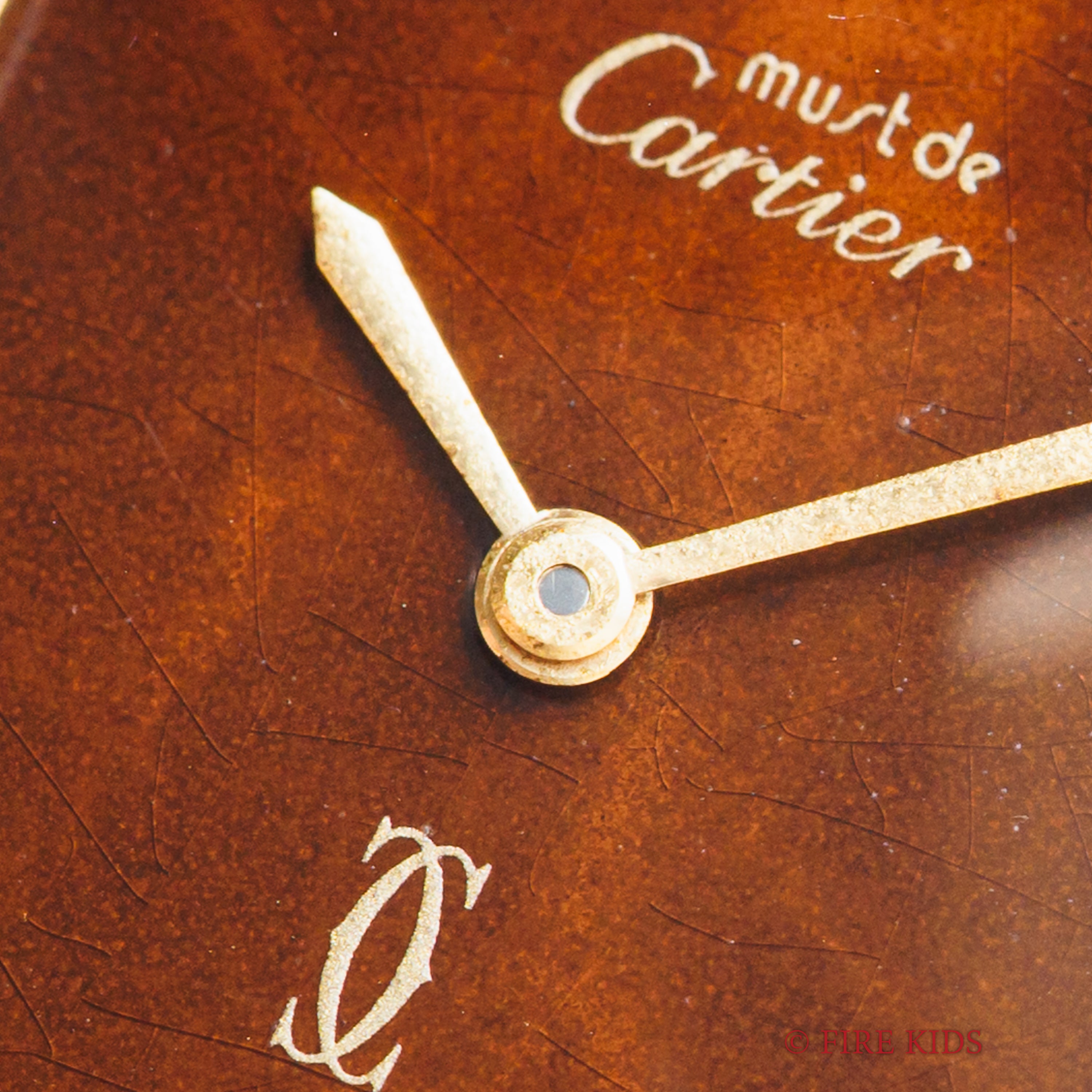 カルティエ マストタンク LMサイズ 手巻き 1980年代製 ブラウンマーブルダイヤル 純正Dバックル