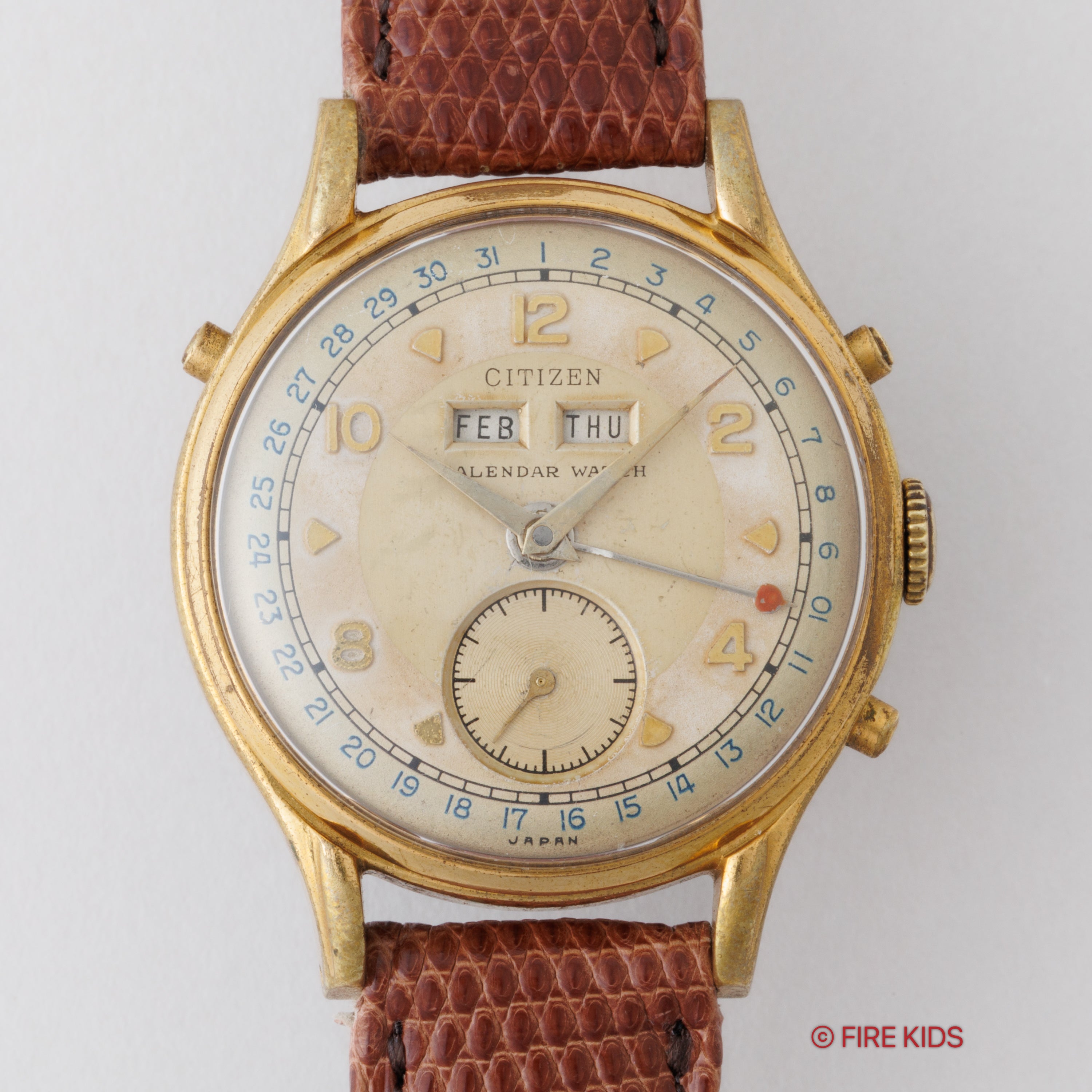 シチズン カレンダーウォッチ初期型 1950年代製 手巻き カレンダーウォッチ トリプルカレンダー