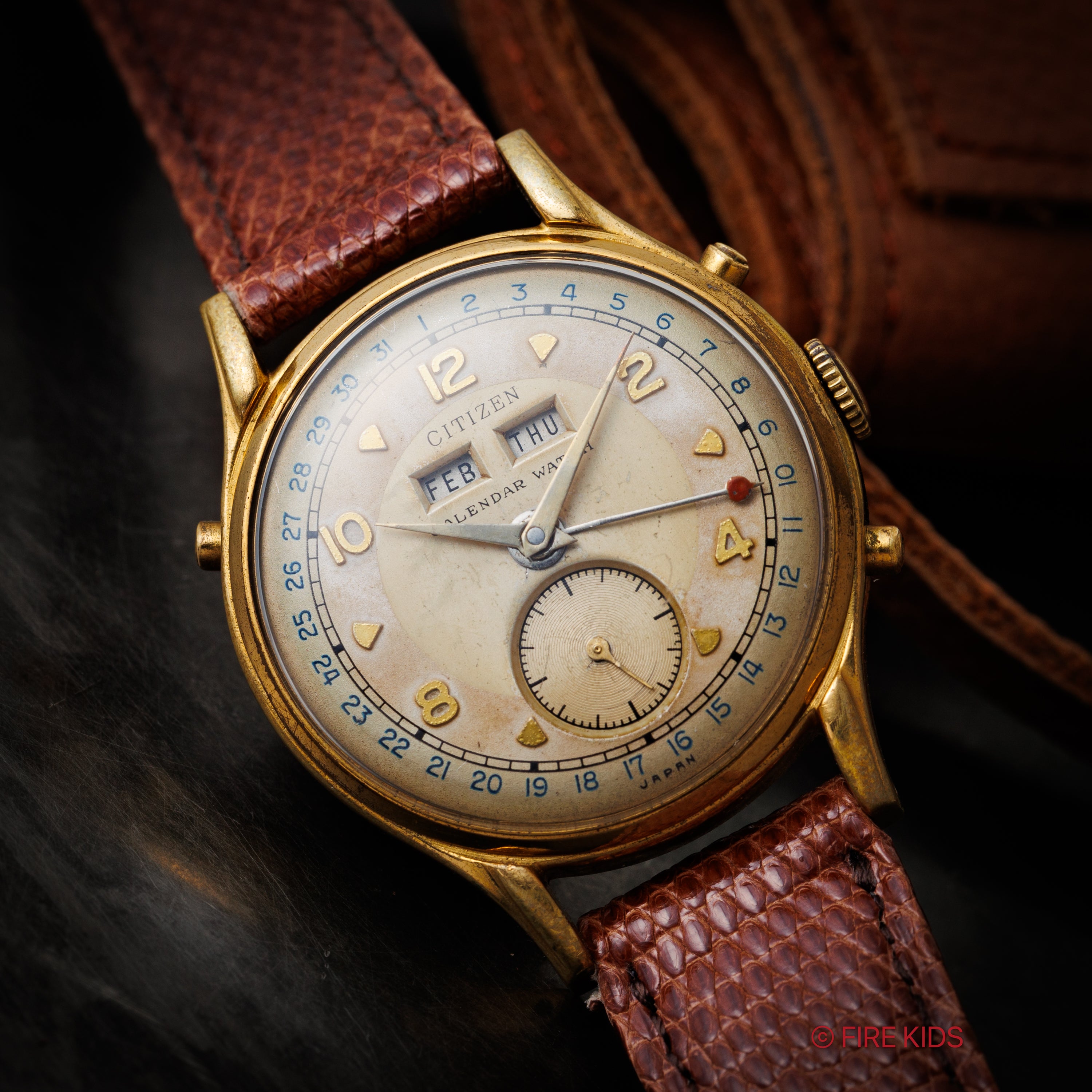 シチズン カレンダーウォッチ初期型 1950年代製 手巻き カレンダーウォッチ トリプルカレンダー