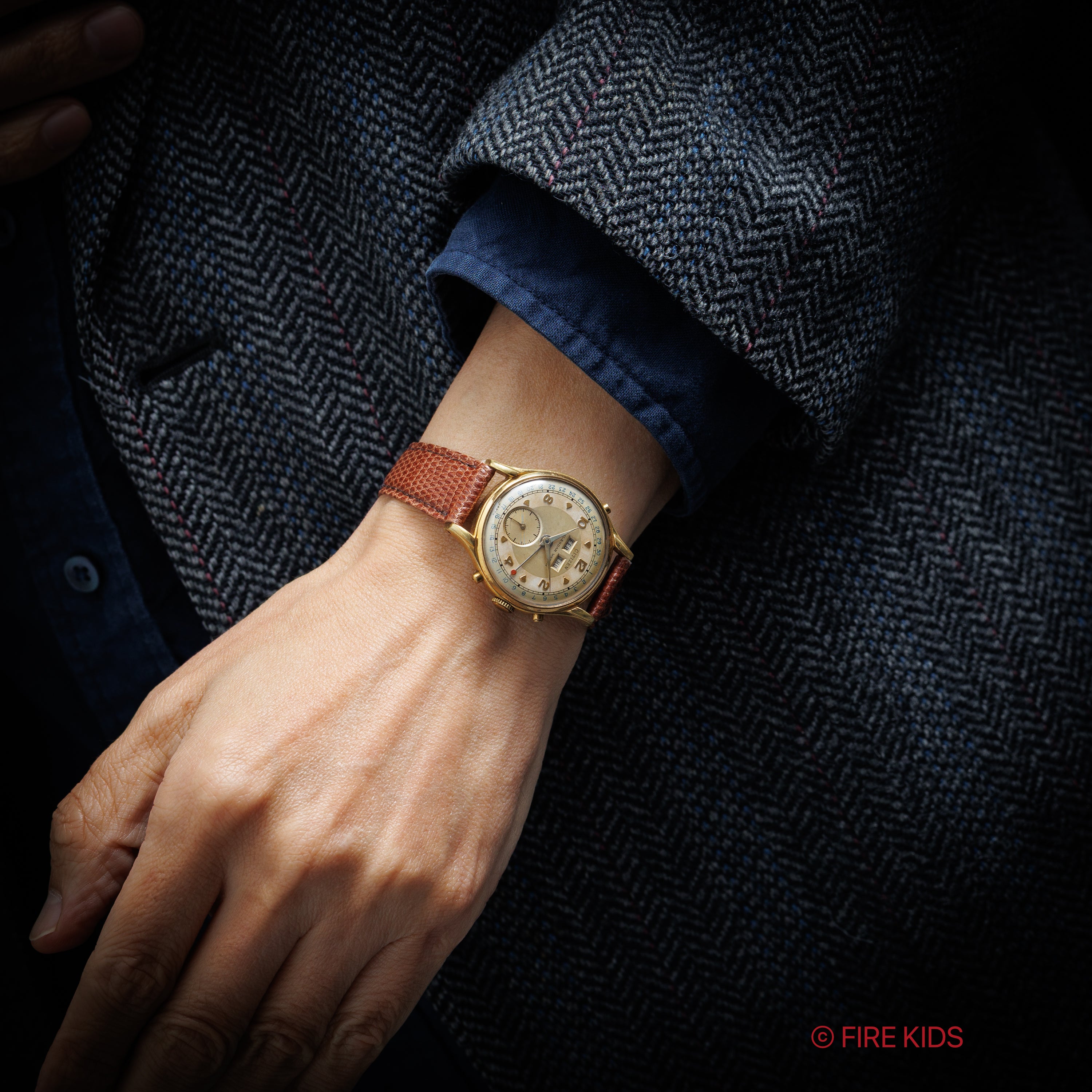 シチズン カレンダーウォッチ初期型 1950年代製 手巻き カレンダーウォッチ トリプルカレンダー