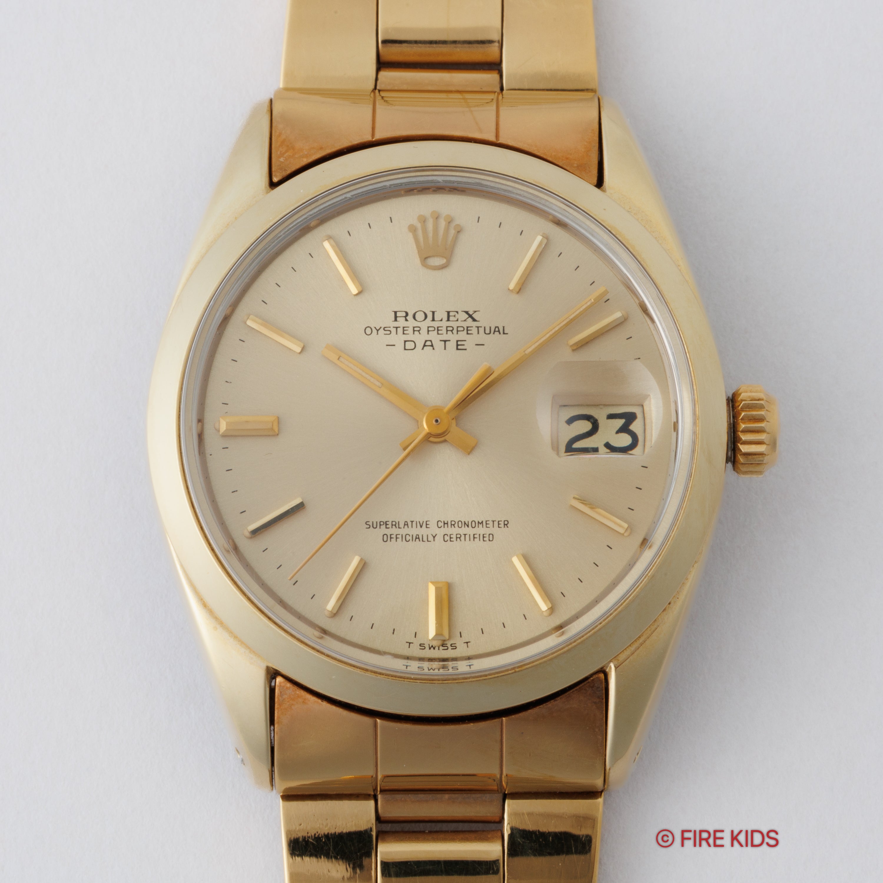 ロレックス 1970年製 オイスターパーペチュアルデイト Ref.1550 金張りケース Cal.1570 純正ブレス付き