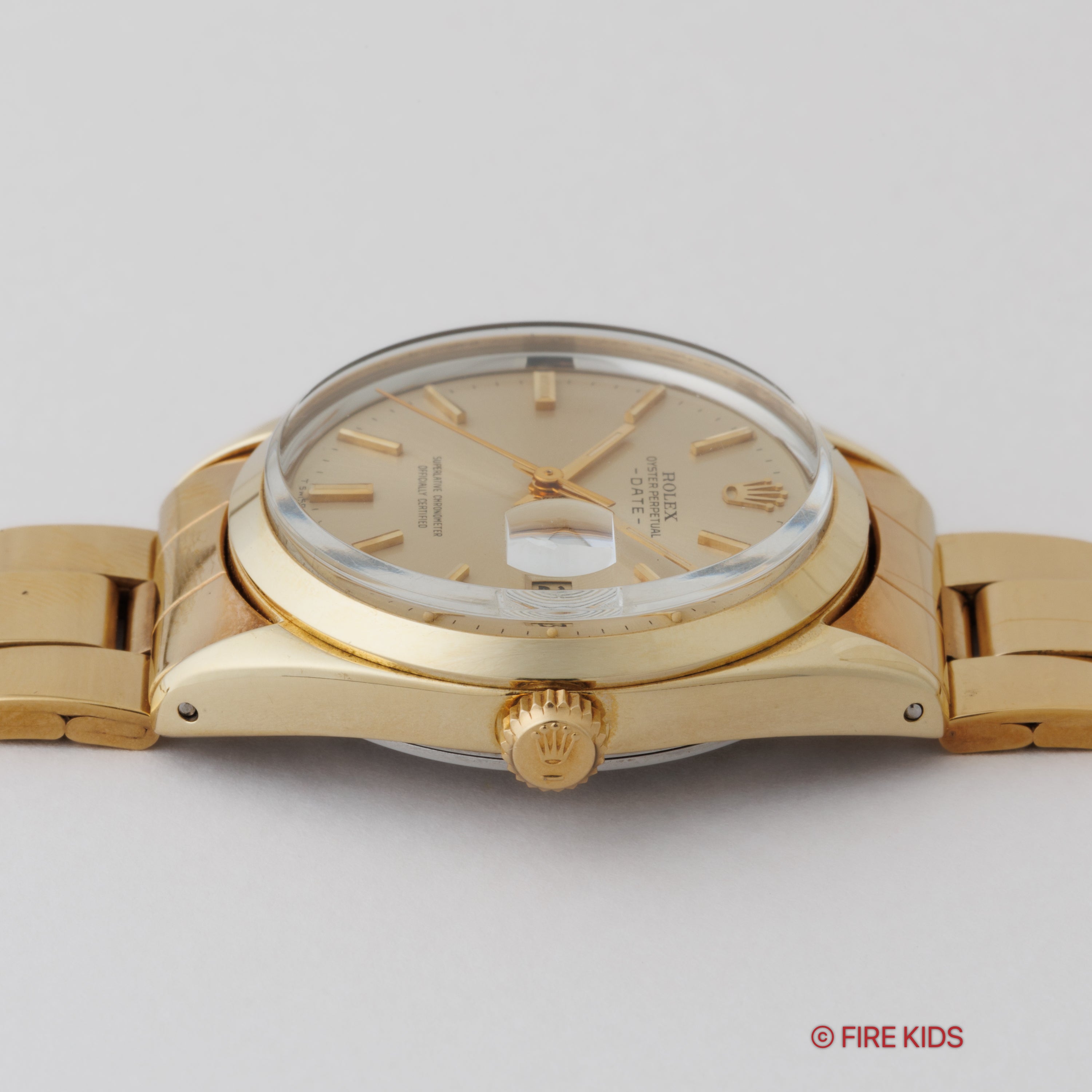 ロレックス 1970年製 オイスターパーペチュアルデイト Ref.1550 金張りケース Cal.1570 純正ブレス付き