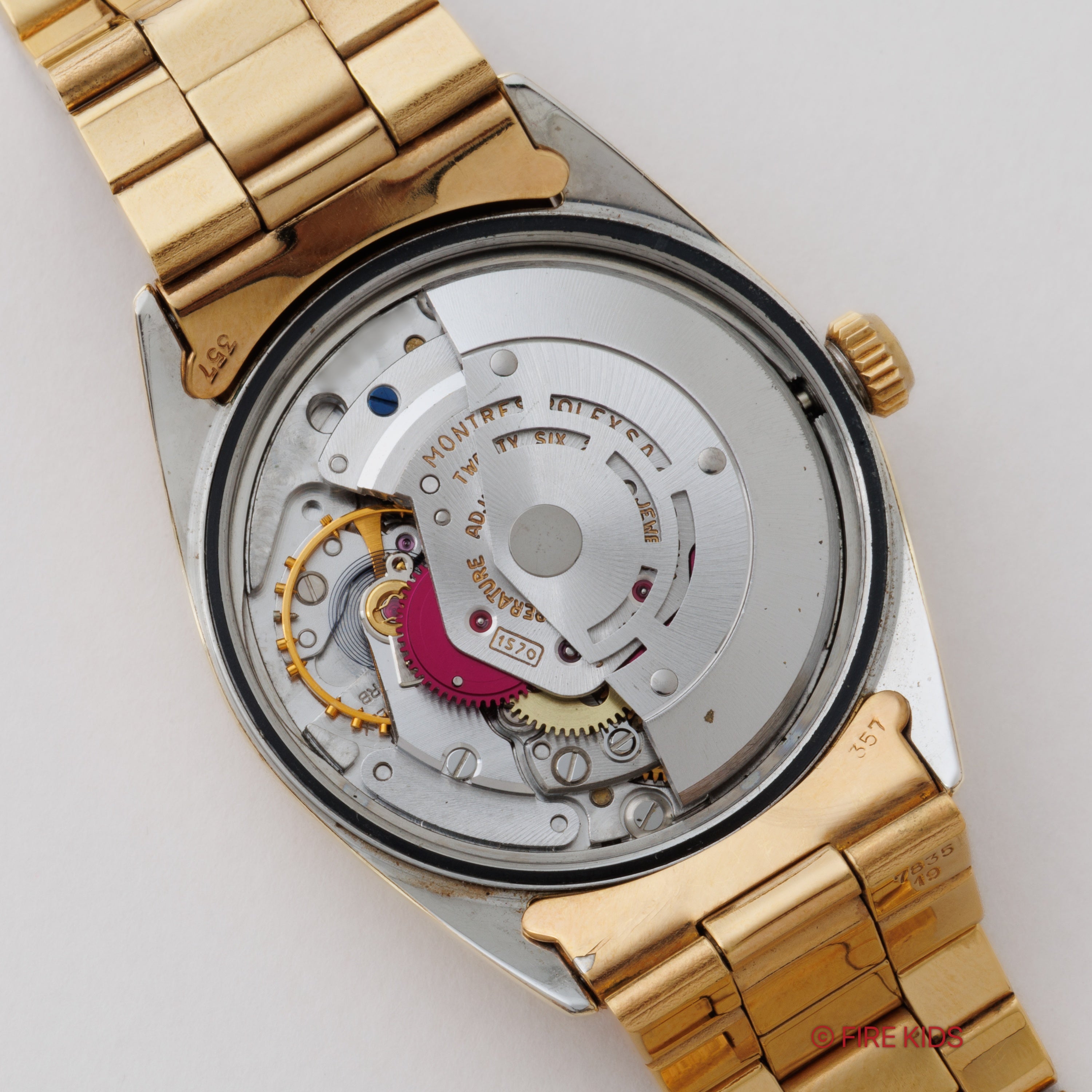 ロレックス 1970年製 オイスターパーペチュアルデイト Ref.1550 金張りケース Cal.1570 純正ブレス付き