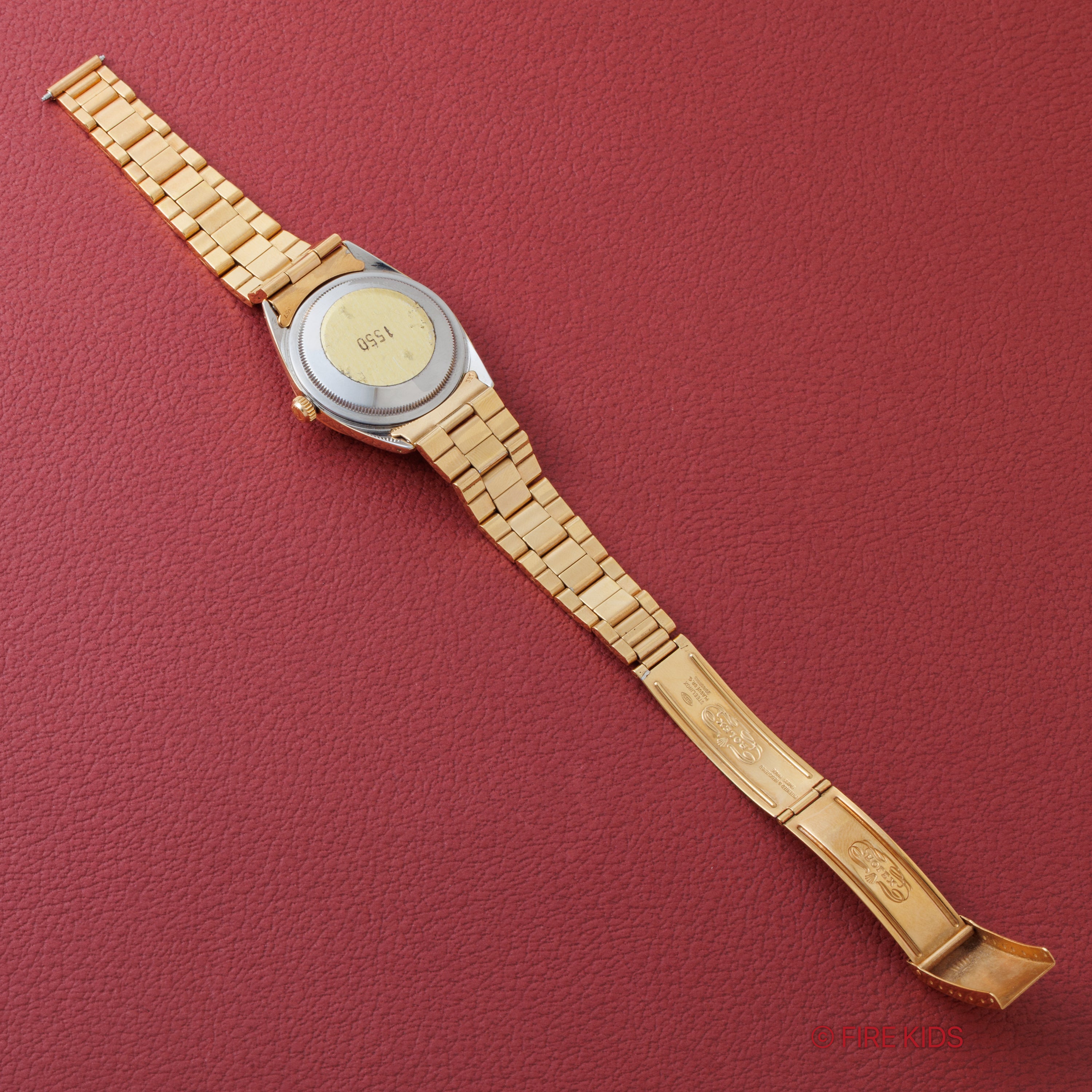 ロレックス 1970年製 オイスターパーペチュアルデイト Ref.1550 金張りケース Cal.1570 純正ブレス付き