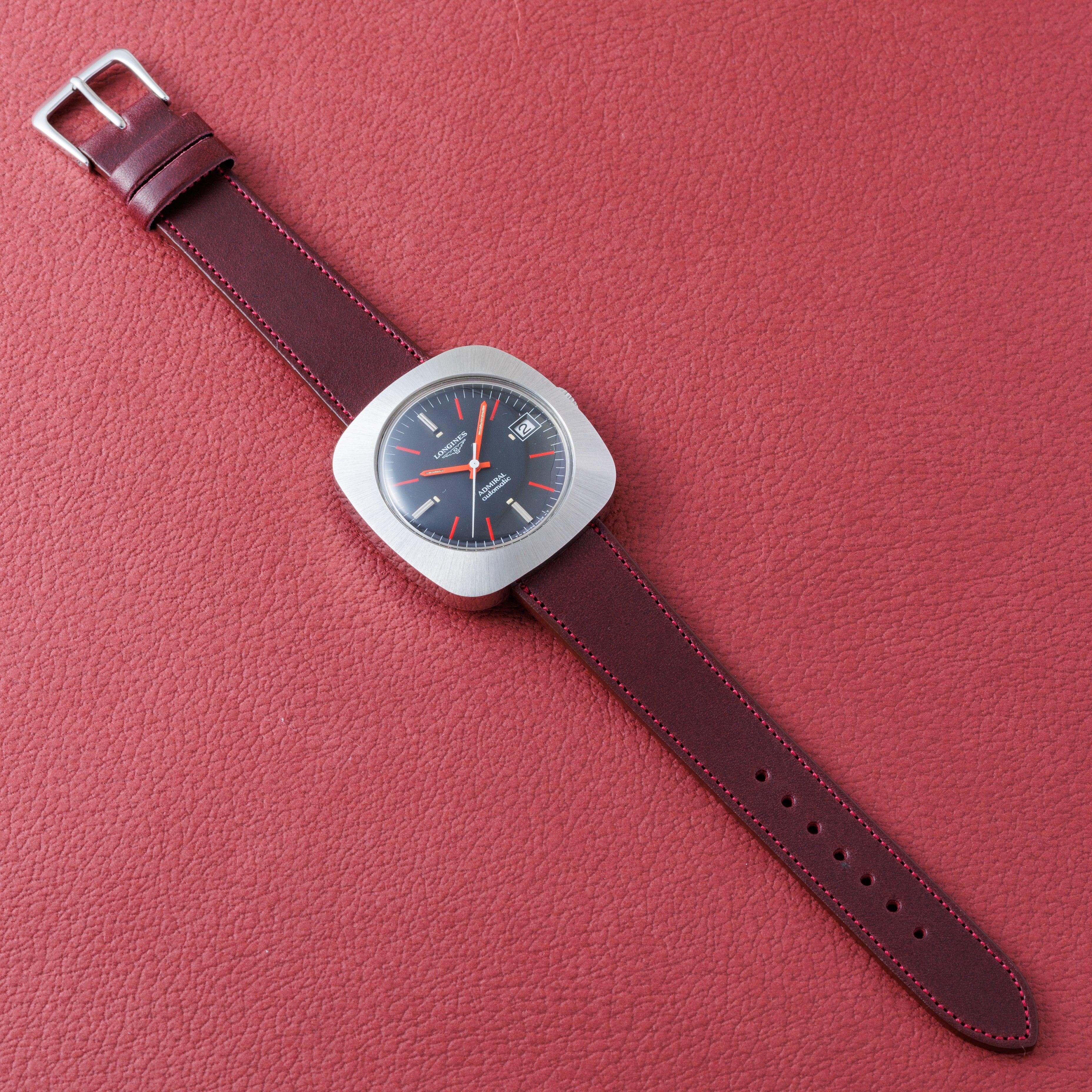 ロンジン アドミラル 1970年代製 ブラックダイヤル 赤針 10振動自動巻き 美品