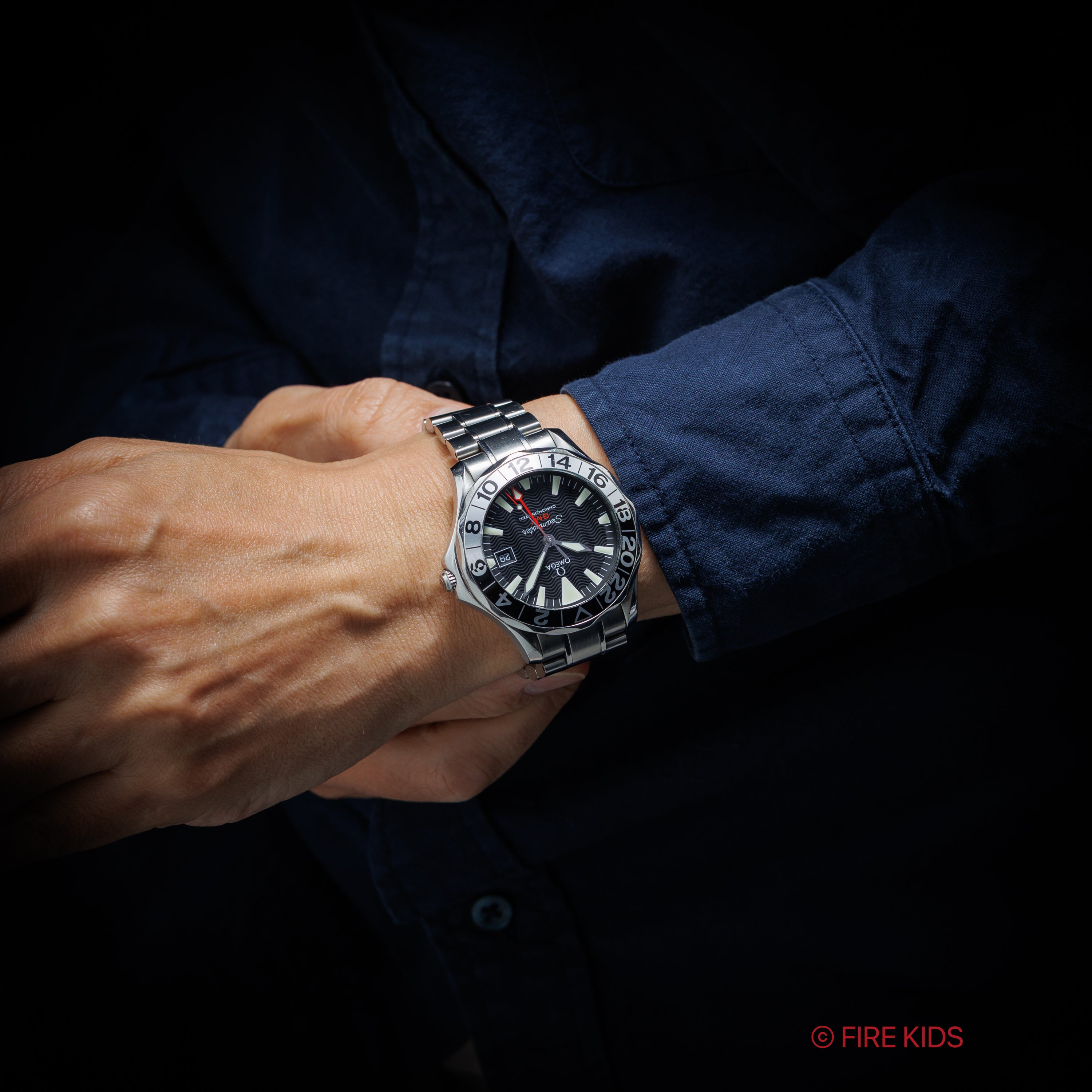 オメガ シーマスターGMT 1998年製 シーマスター誕生50周年記念モデル 箱、ギャラ付き
