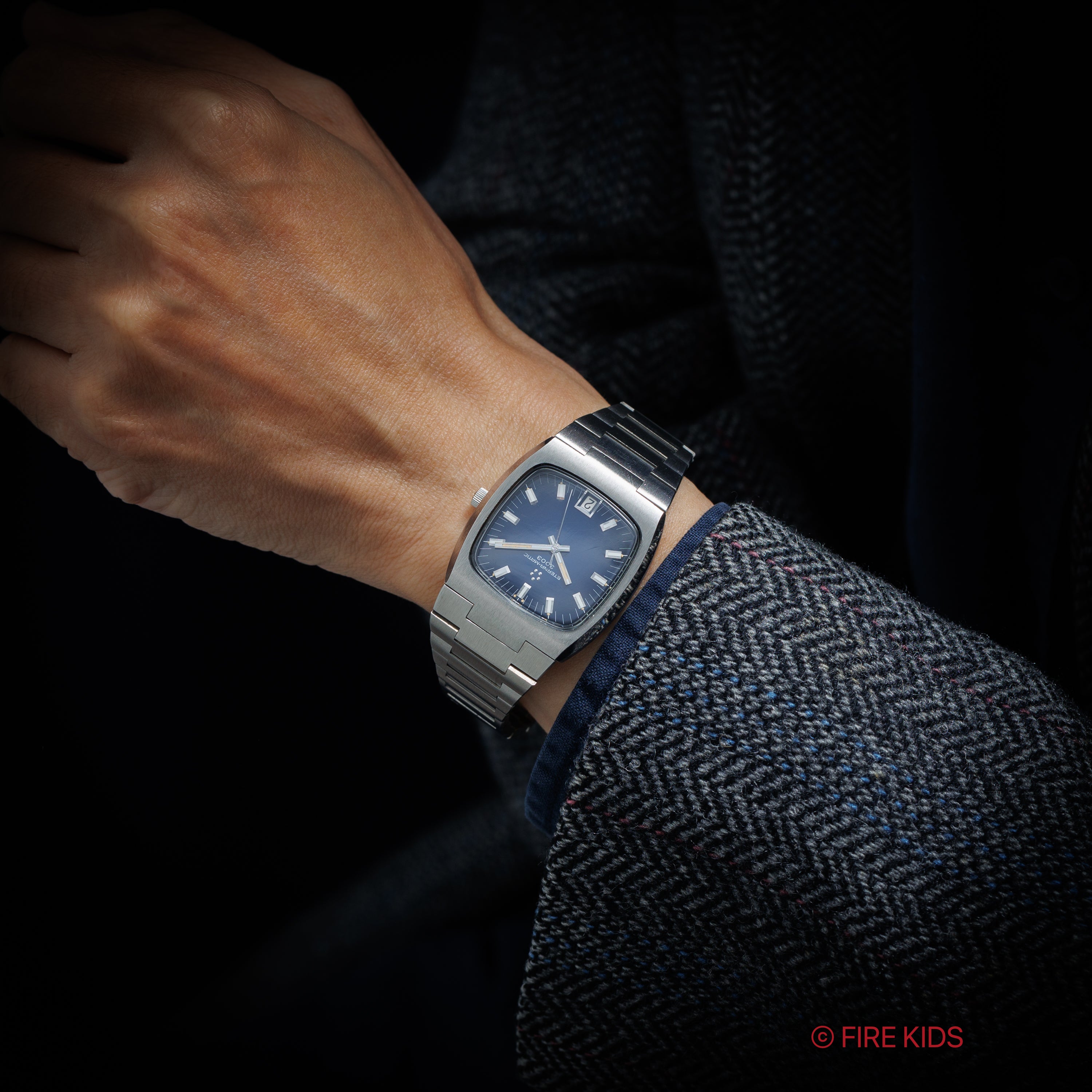 エテルナ マチック3003 1970年代製 TVスクリーンブルーダイヤル 薄型自動巻 純正ブレス