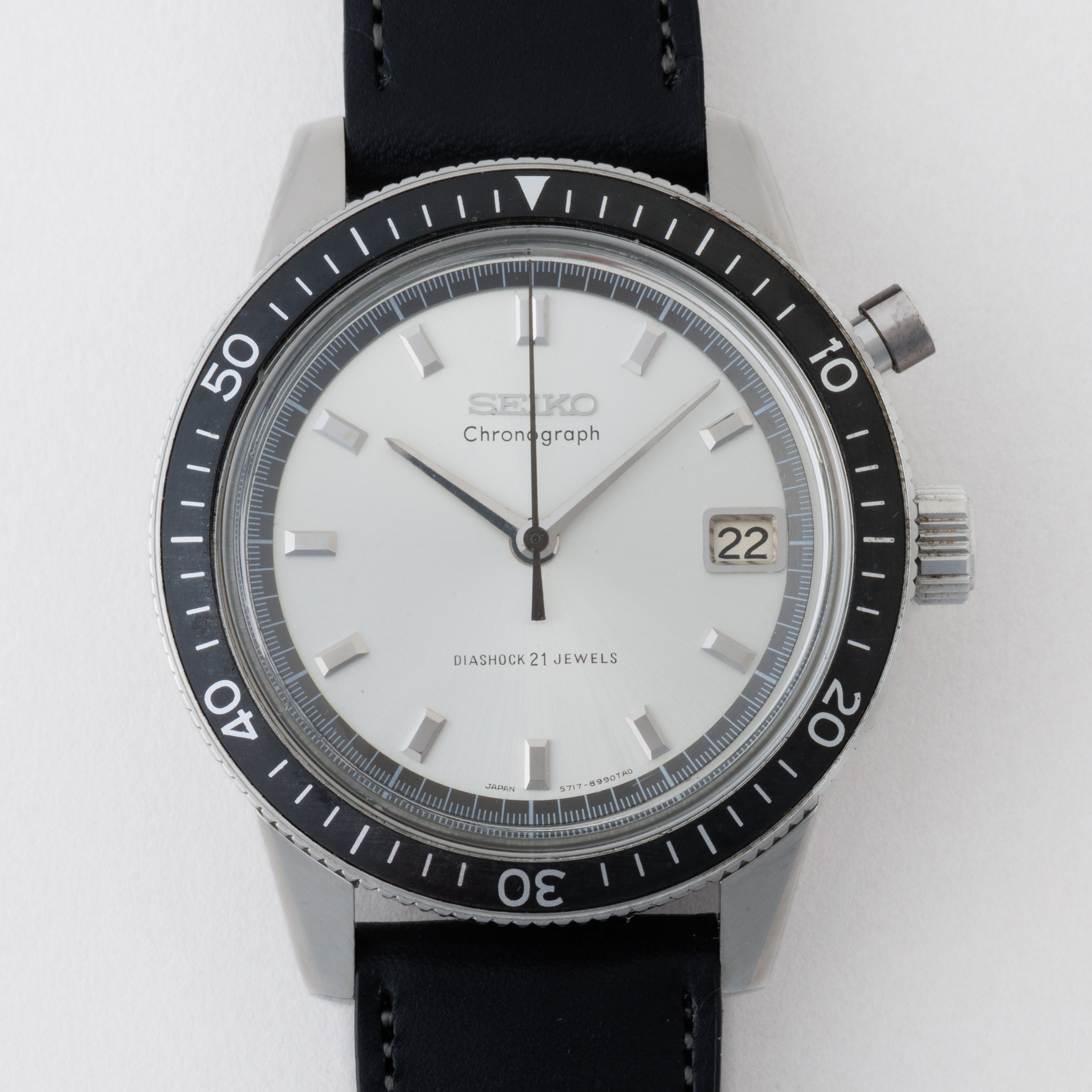 セイコー ワンプッシュクロノ 1965年製 Ref.5717‐8990 手巻き 黒ベゼル タツノオトシゴ
