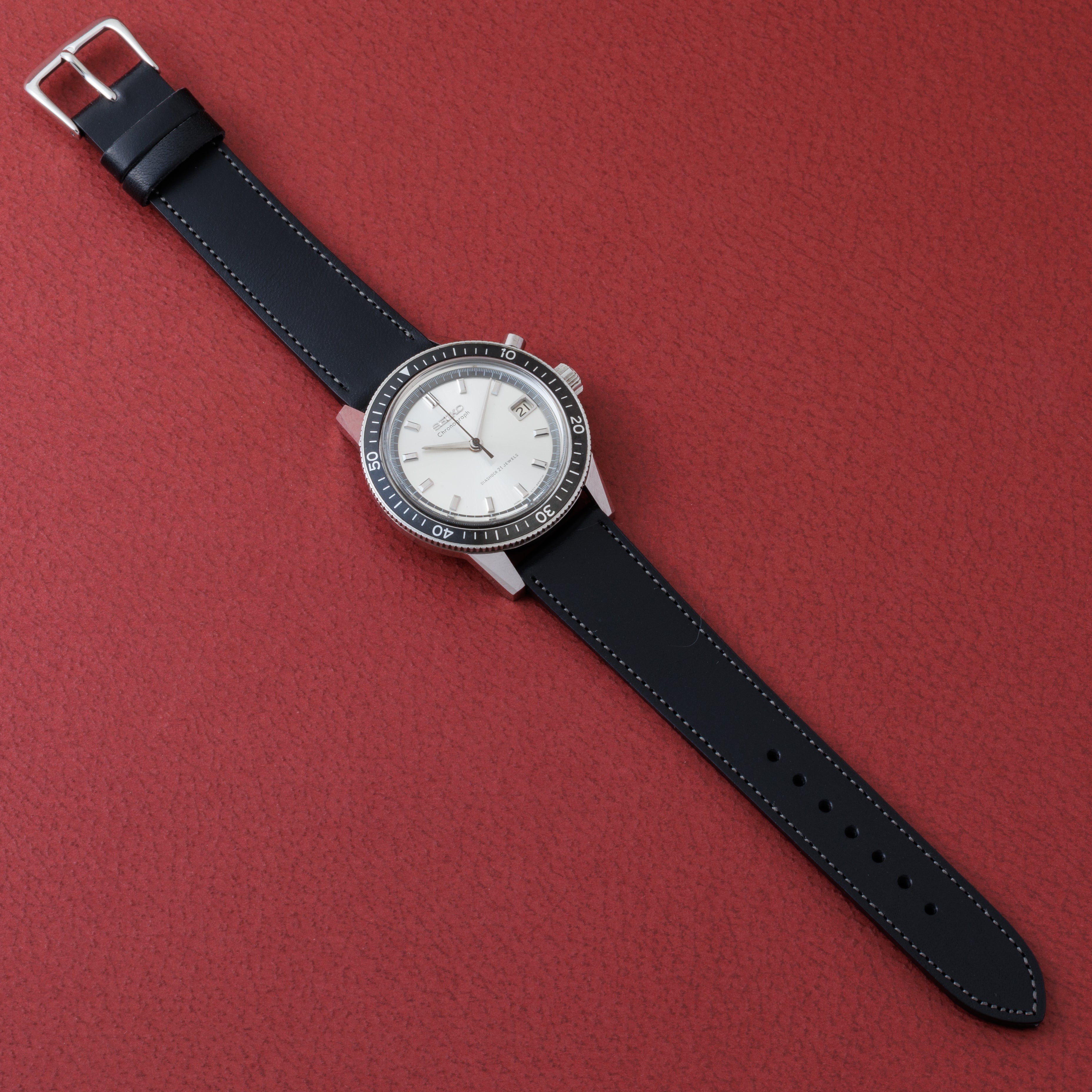 セイコー ワンプッシュクロノ 1965年製 Ref.5717‐8990 手巻き 黒ベゼル タツノオトシゴ