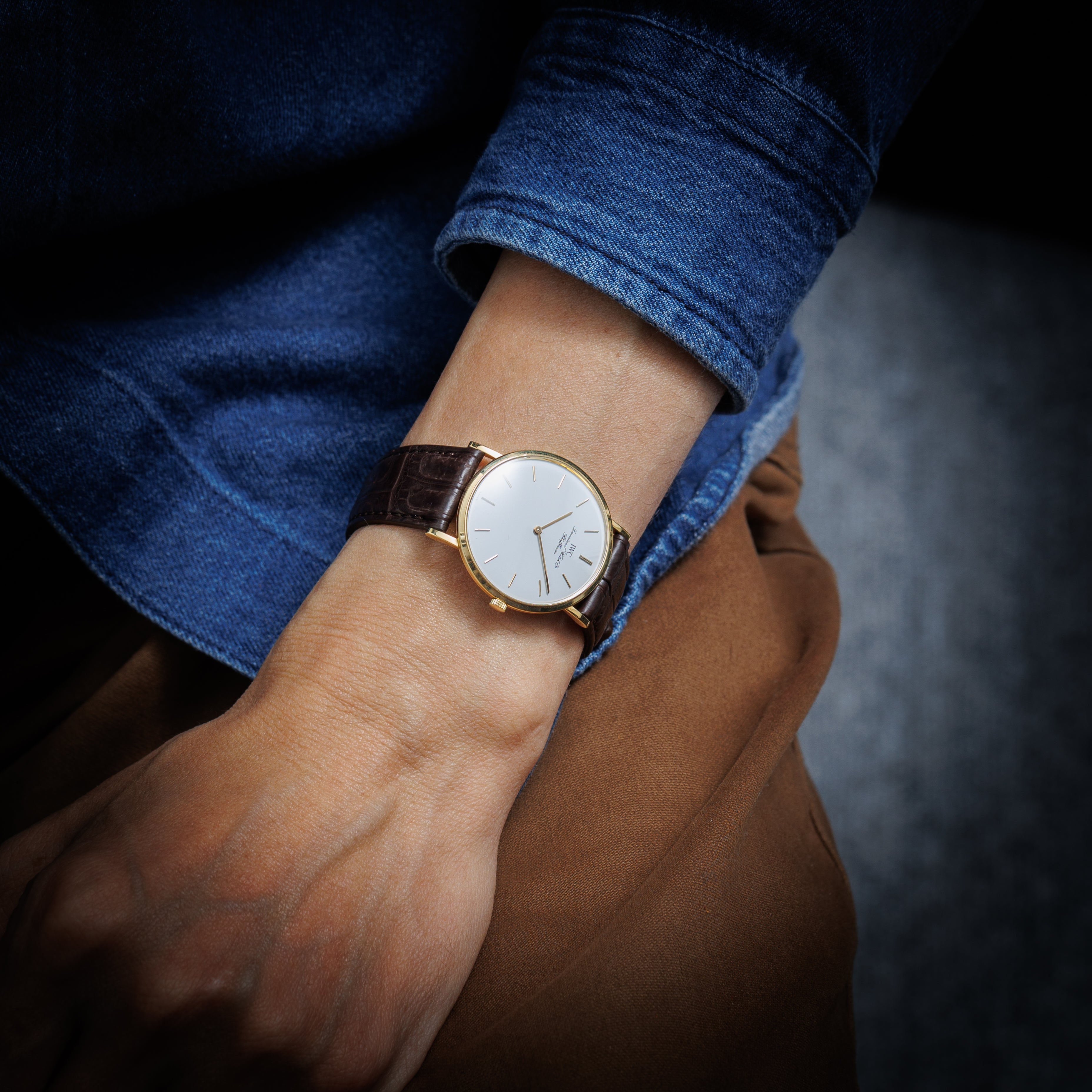 IWC 18金無垢ラウンドケース Ref.2010 1991年製 手巻き Cal.185 ホワイトダイヤル