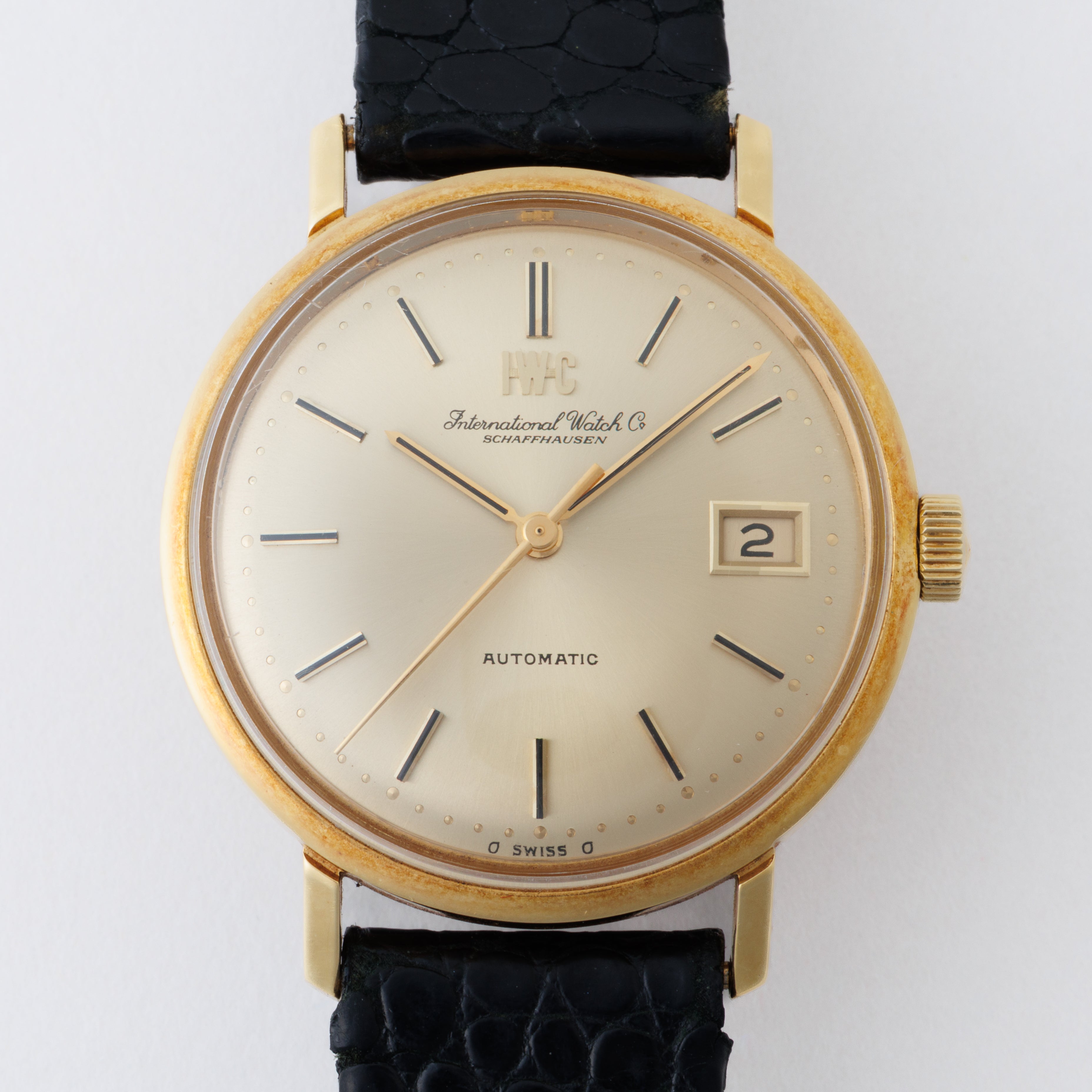 IWC 18金無垢オートマチック 1977年製 ペラトン式自動巻 Cal.8541B 純正GF尾錠付き