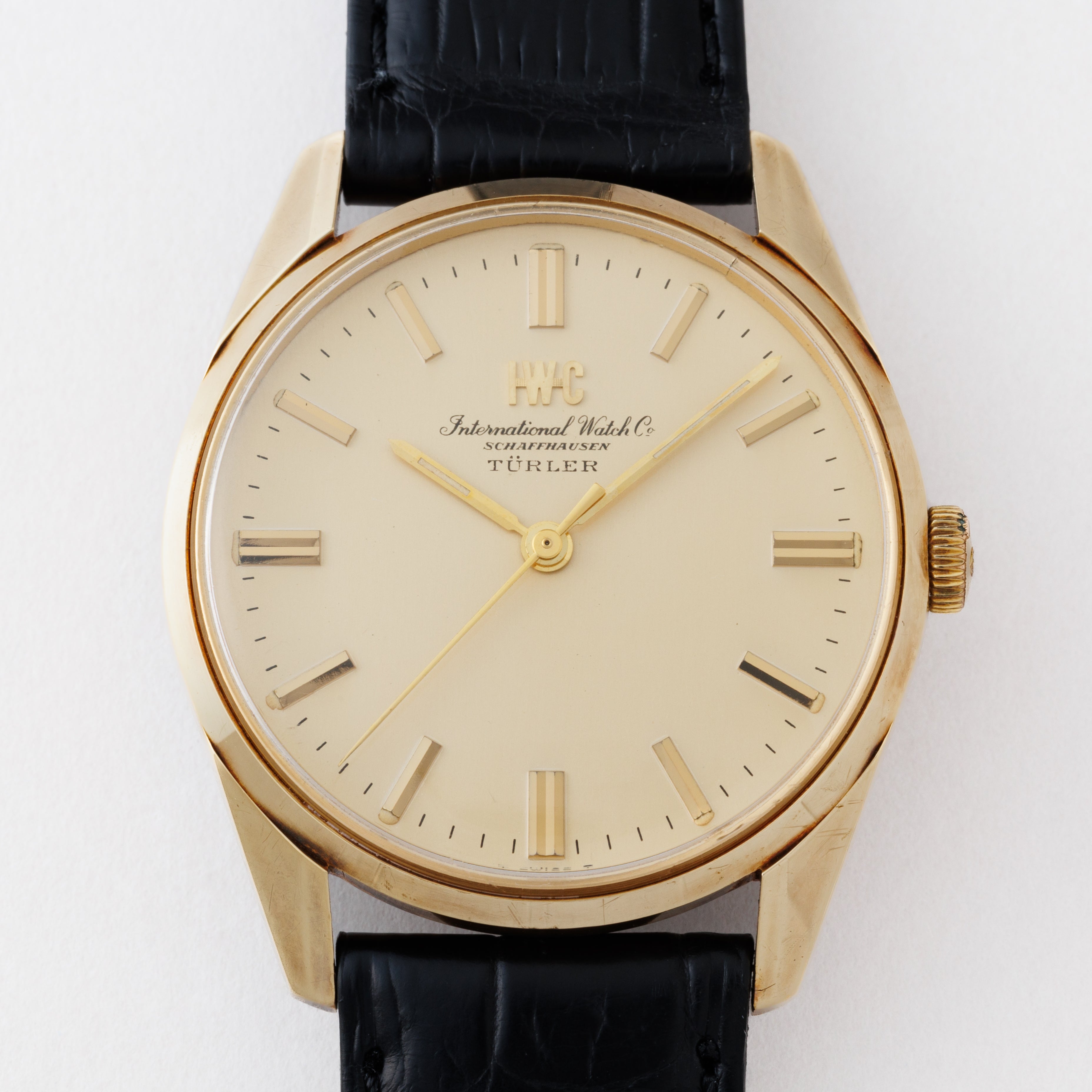 IWC ラウンドケース チューラーWネーム 1965年製 Ref.910 手巻き Cal.89 金張り