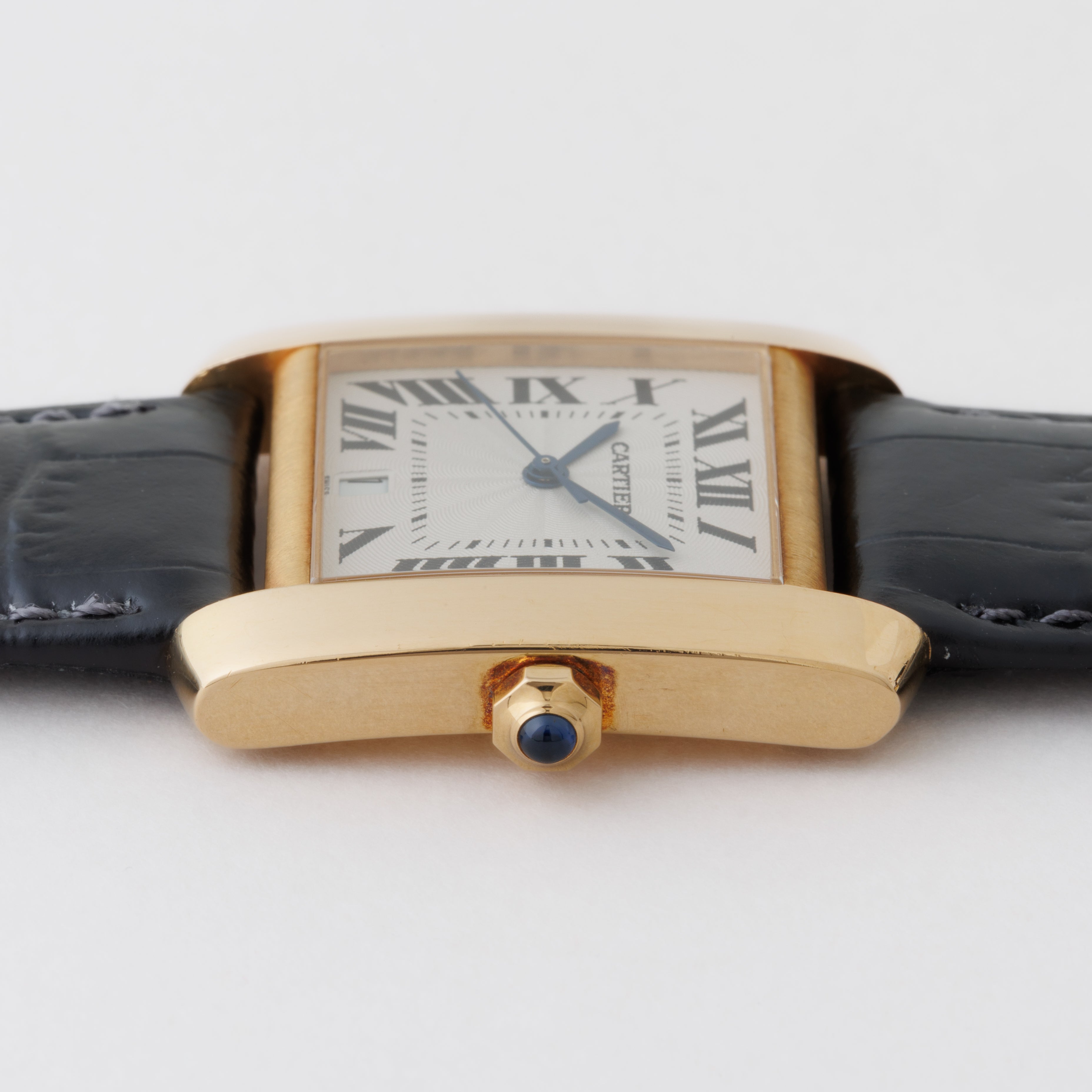 カルティエ 18金無垢タンク フランセーズ LMサイズ 1990年代製 ギョーシェダイヤル 純正尾錠付き