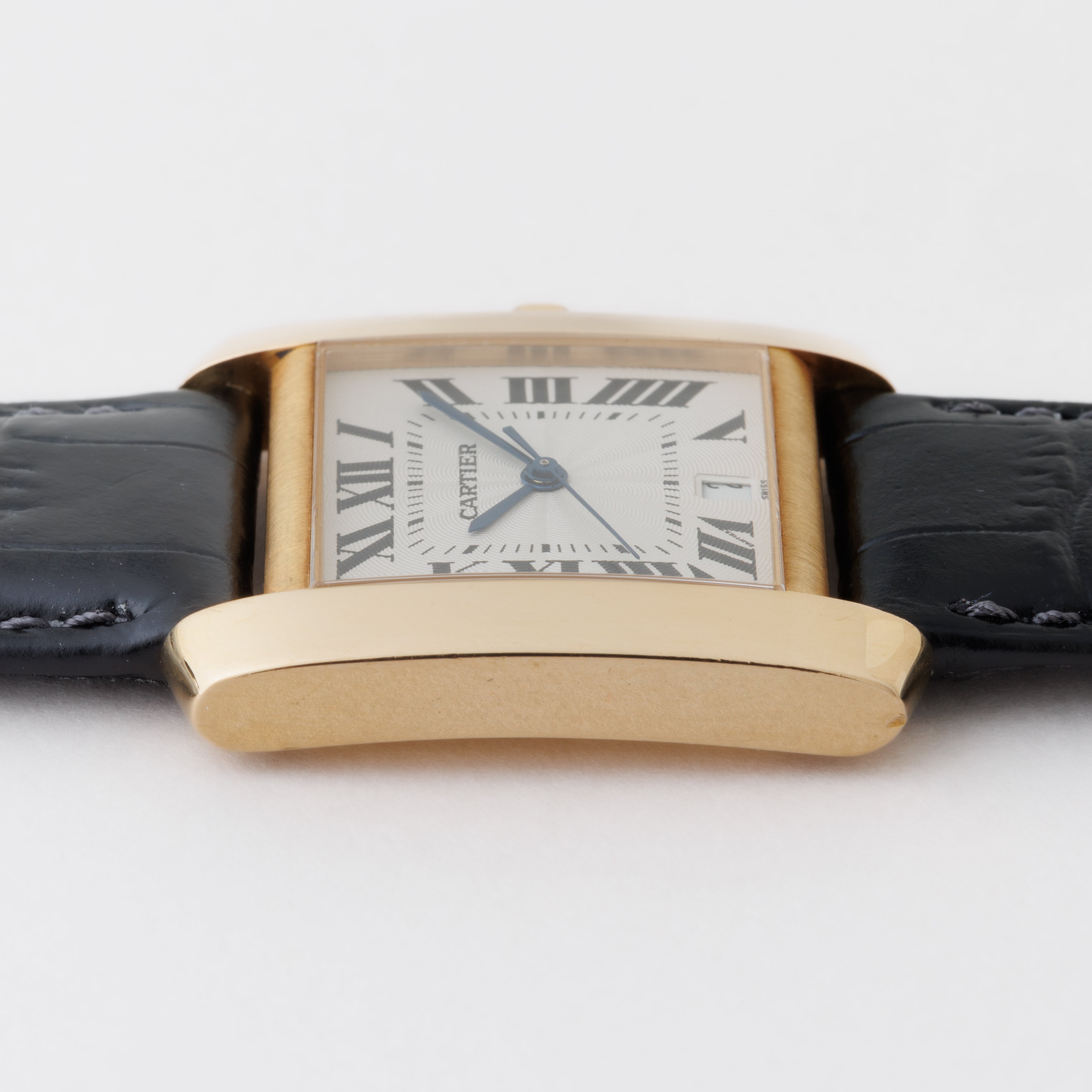 カルティエ 18金無垢タンク フランセーズ LMサイズ 1990年代製 ギョーシェダイヤル 純正尾錠付き