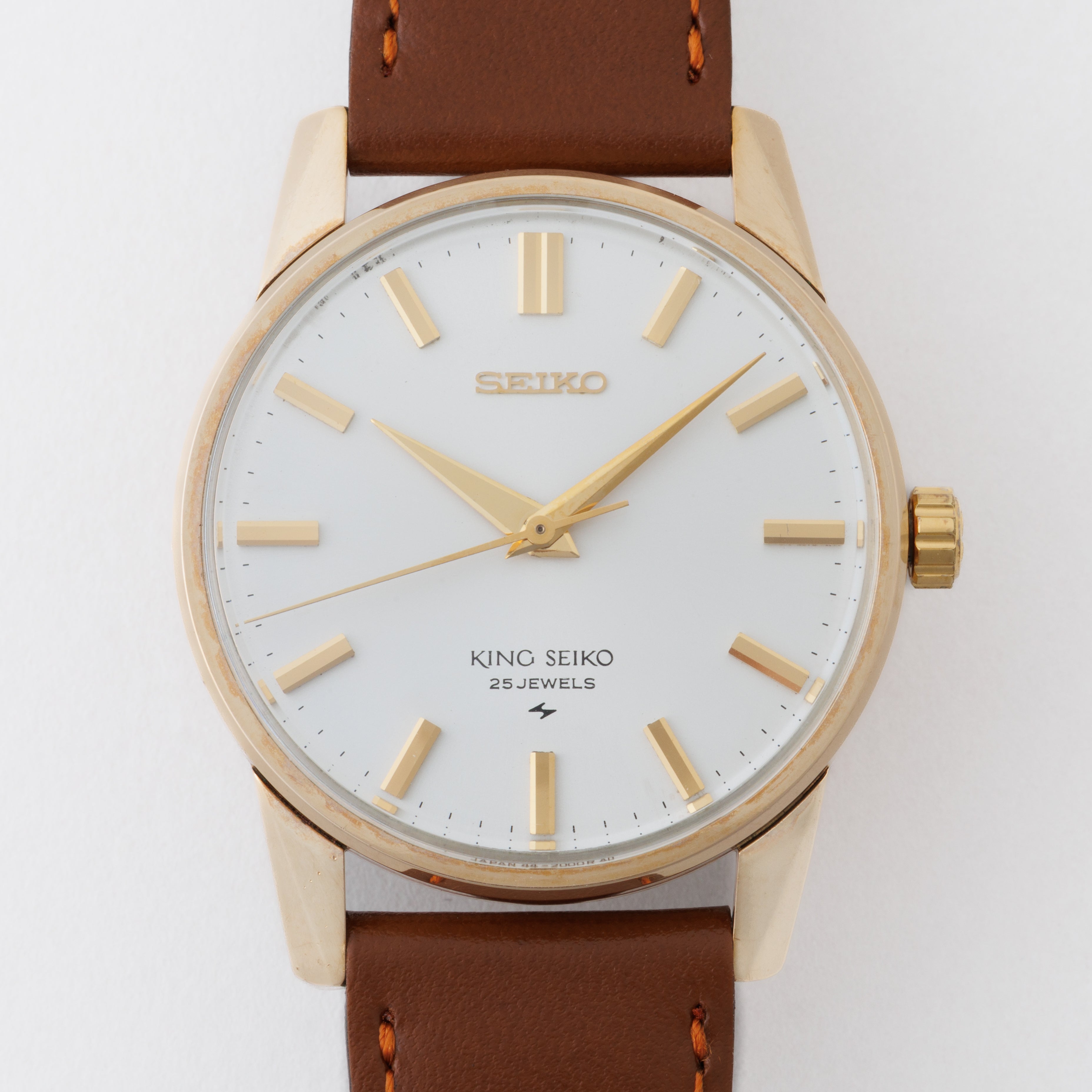 キングセイコー 44KS 手巻き 1968年製 Ref.44-2000 AGF 金張り 楯メダリオン 純正尾錠付き美品