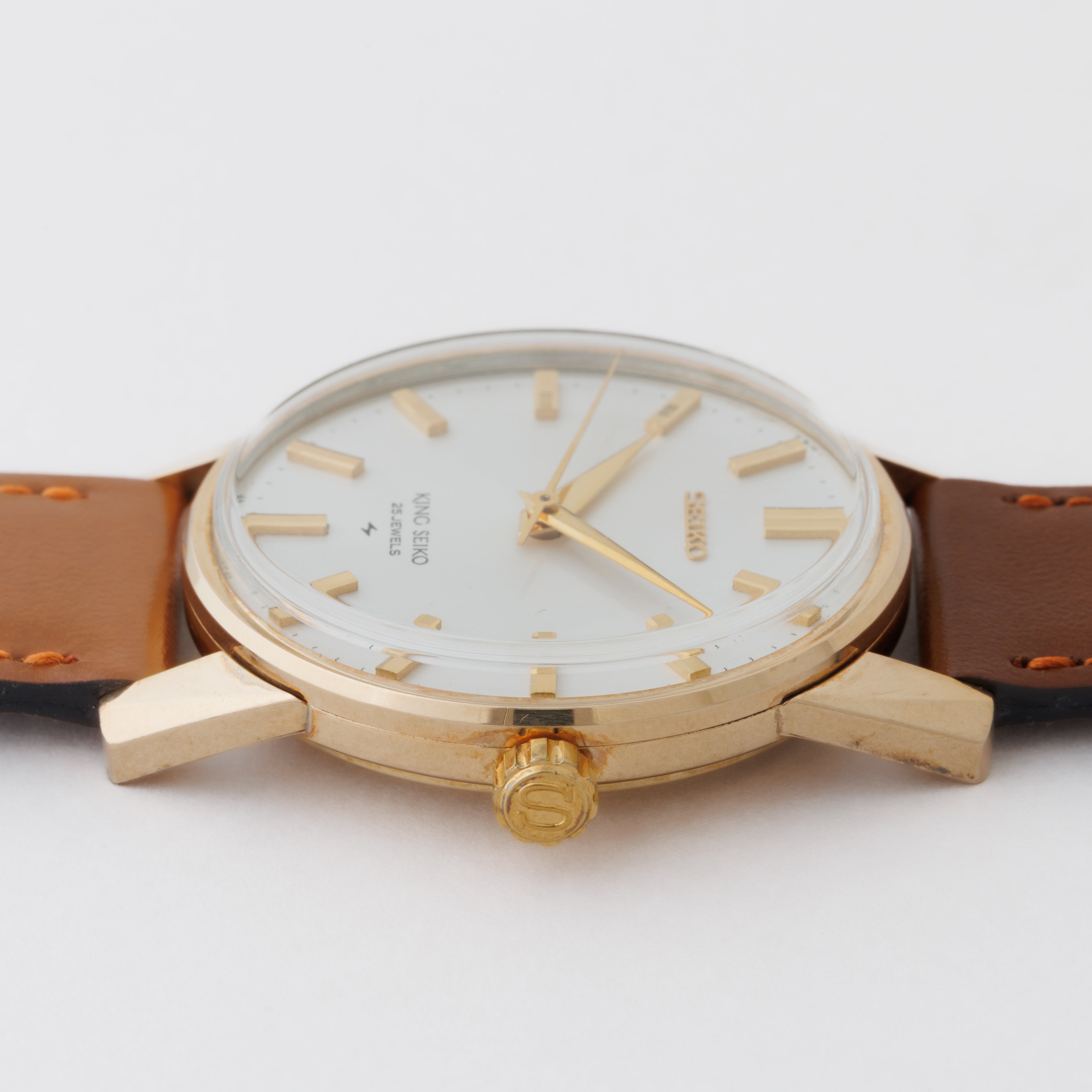 キングセイコー 44KS 手巻き 1968年製 Ref.44-2000 AGF 金張り 楯メダリオン 純正尾錠付き美品