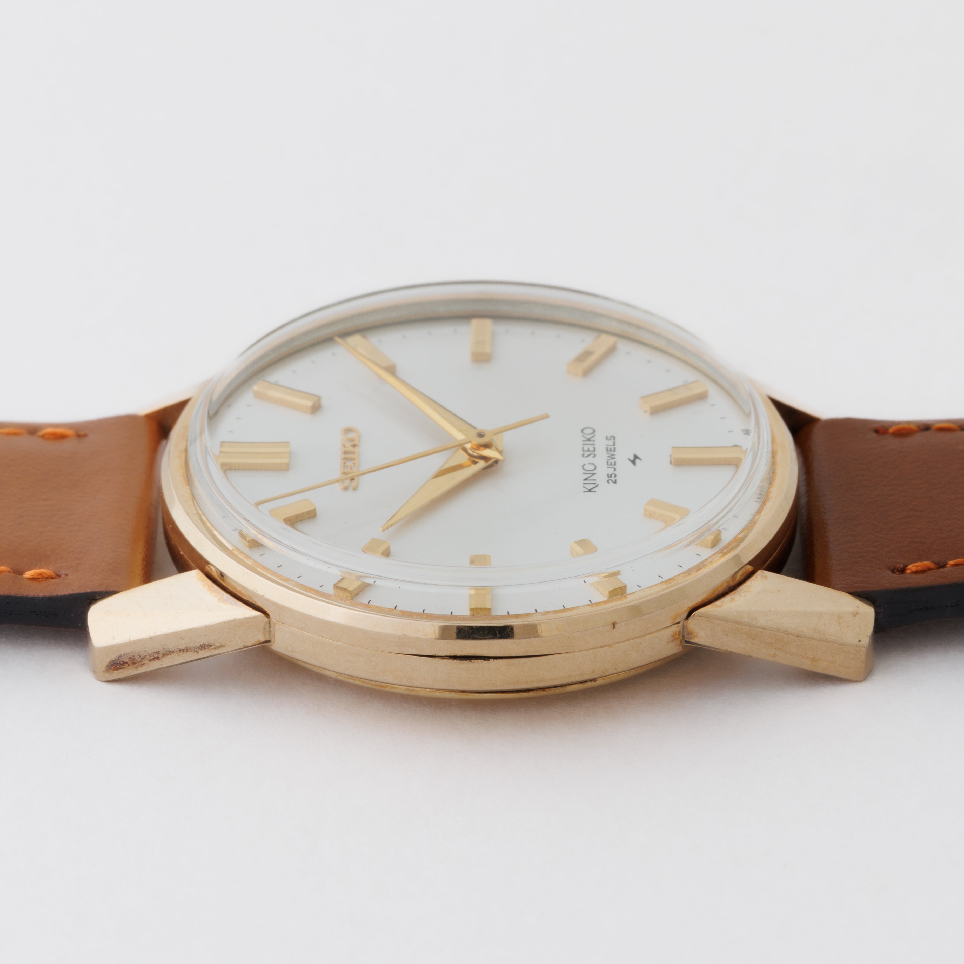 キングセイコー 44KS 手巻き 1968年製 Ref.44-2000 AGF 金張り 楯メダリオン 純正尾錠付き美品