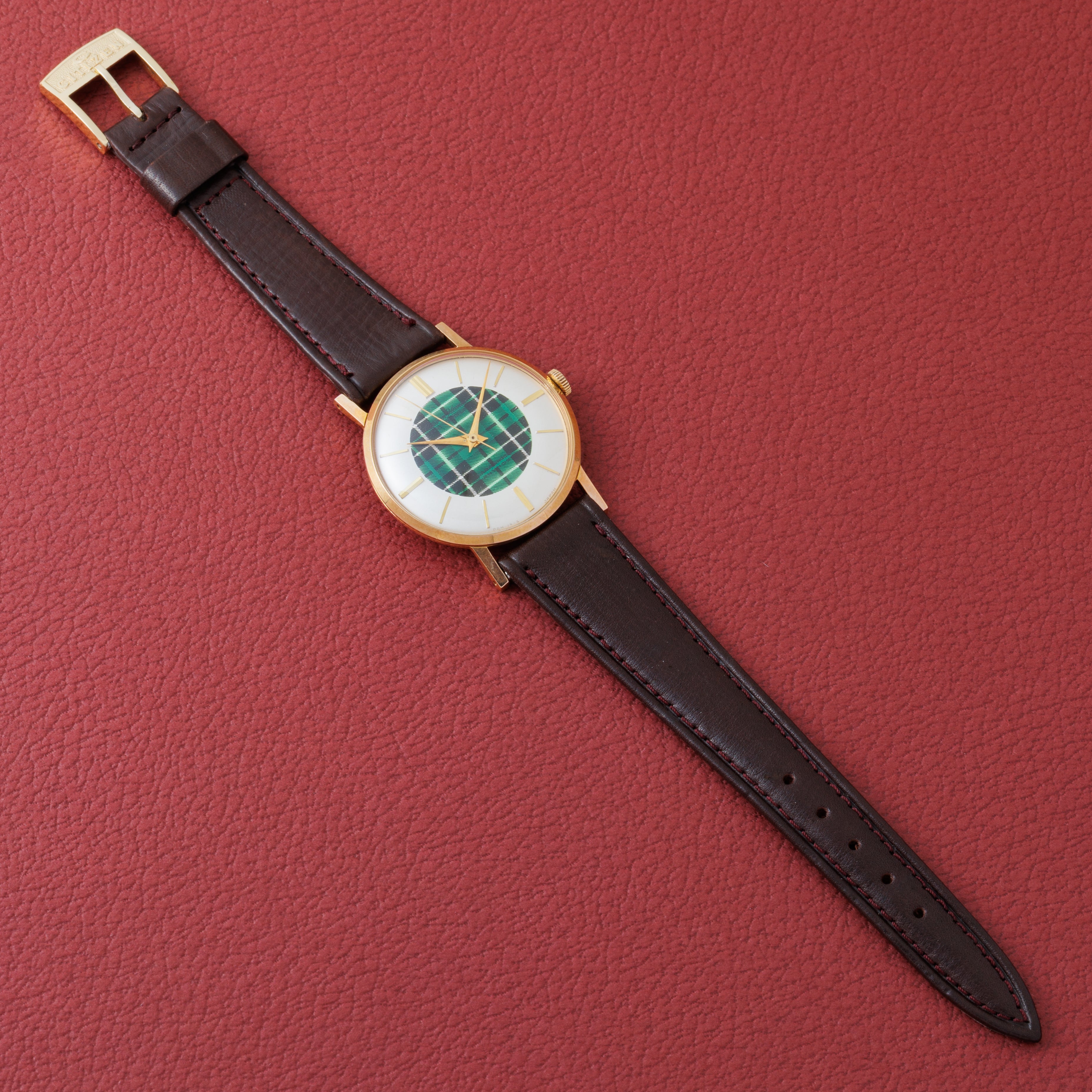 シチズン ホーマー 1961年製 Ref.HO 140302 手巻き C.G.P. グリーンチェックダイヤル 純正尾錠付き