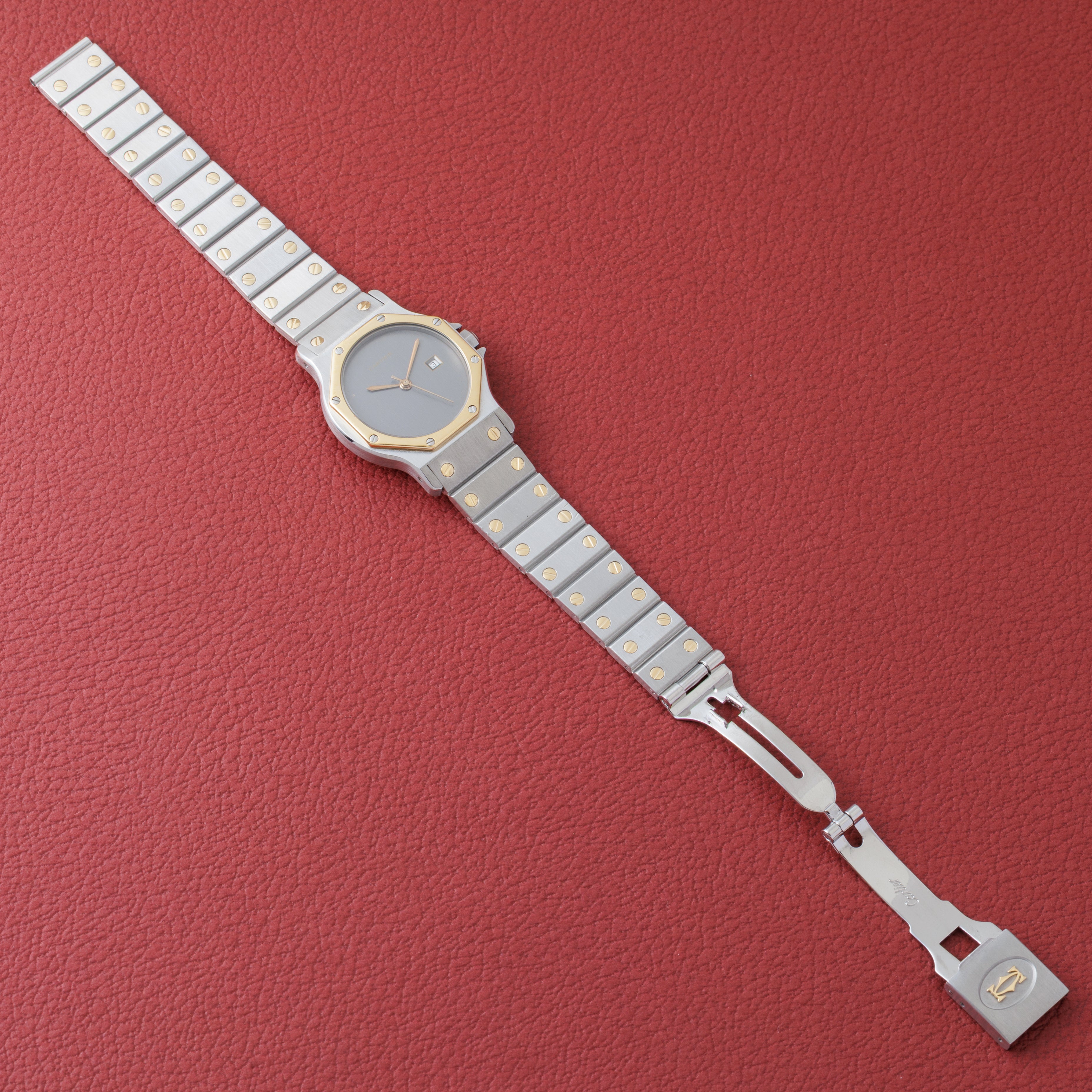 カルティエ サントス オクタゴン 1980年代製 Ref.2966 LMサイズ コンビ ゴーストダイヤル