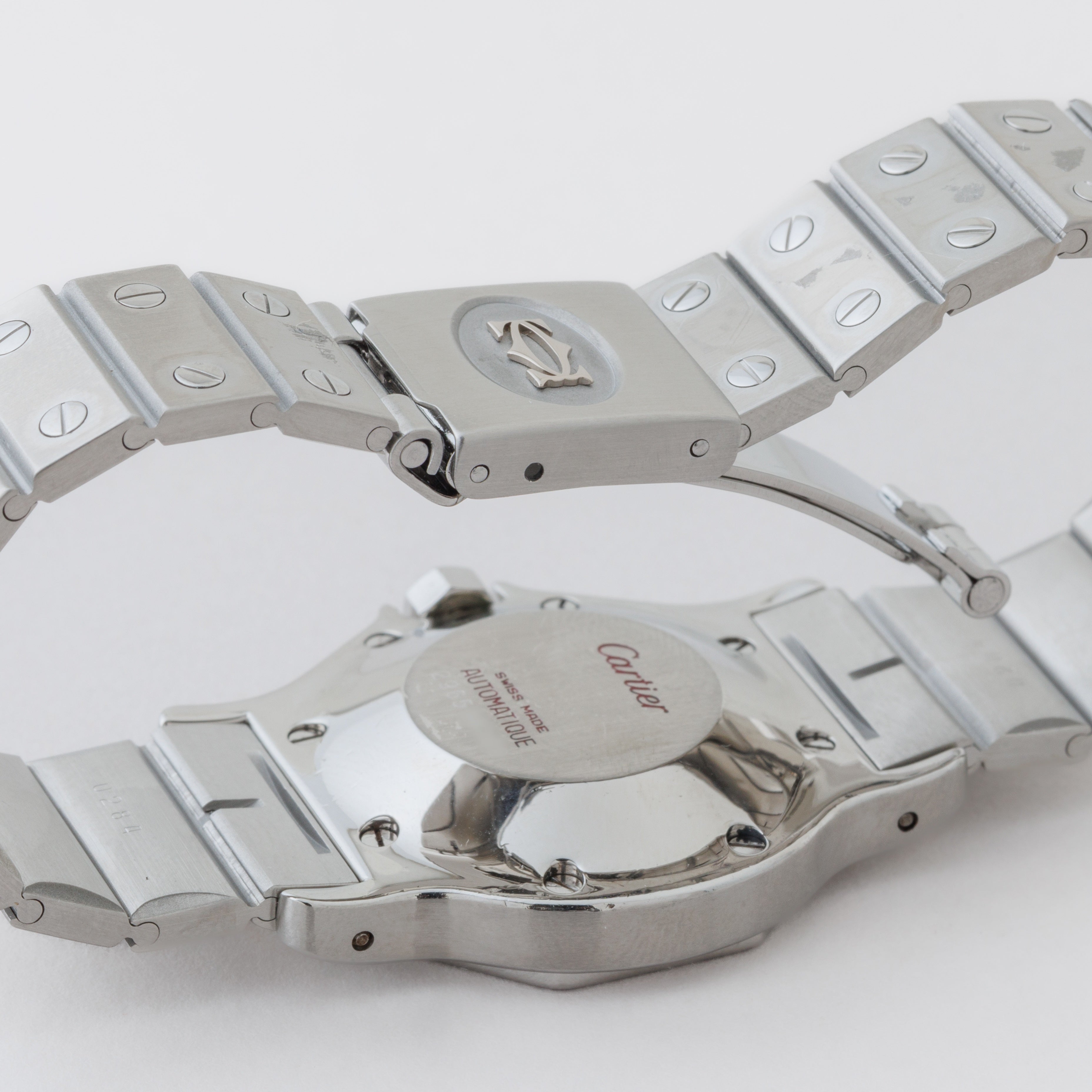 カルティエ サントス オクタゴン 1980年代製 Ref.2965 LMサイズ SS ホワイトローマンダイヤル 箱付き